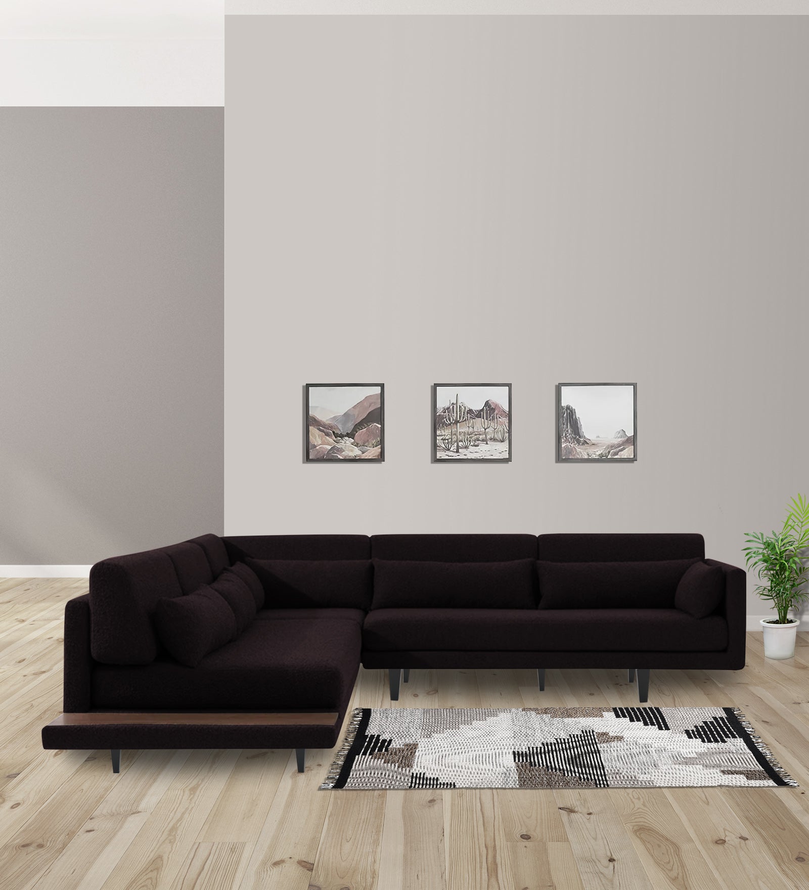 Malta Fabric 6 Seater RHS Corner Sofa In Cara brown Colour - Febonic Living