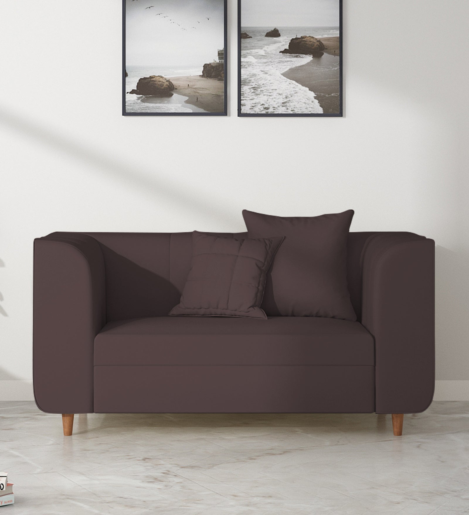 Sumo Velvet 2 Seater Sofa In Mocha Brown Colour - Febonic Living
