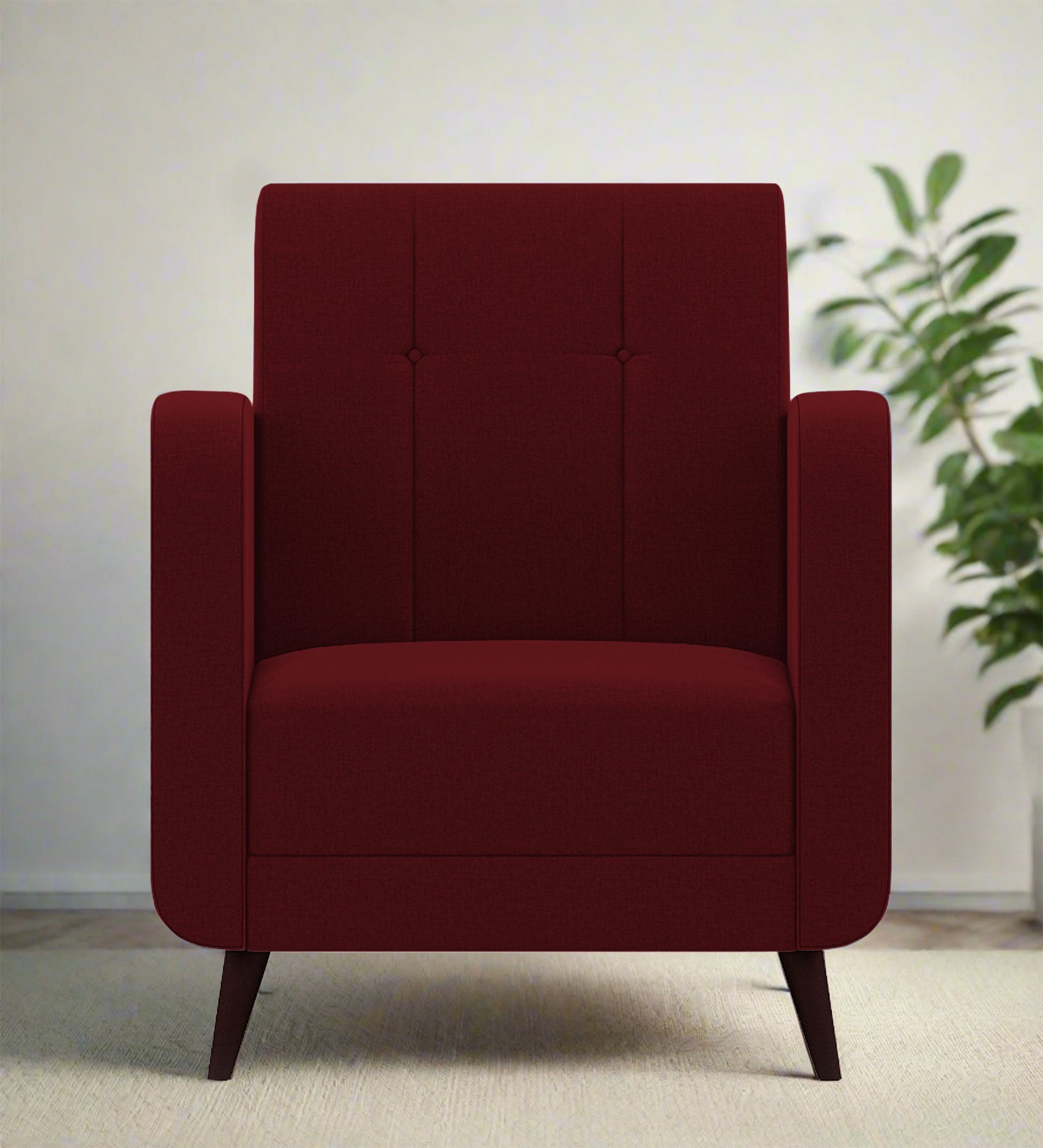 Wiki 1 Seater Velvet Sofa - Dark Maroon by Febonic Living