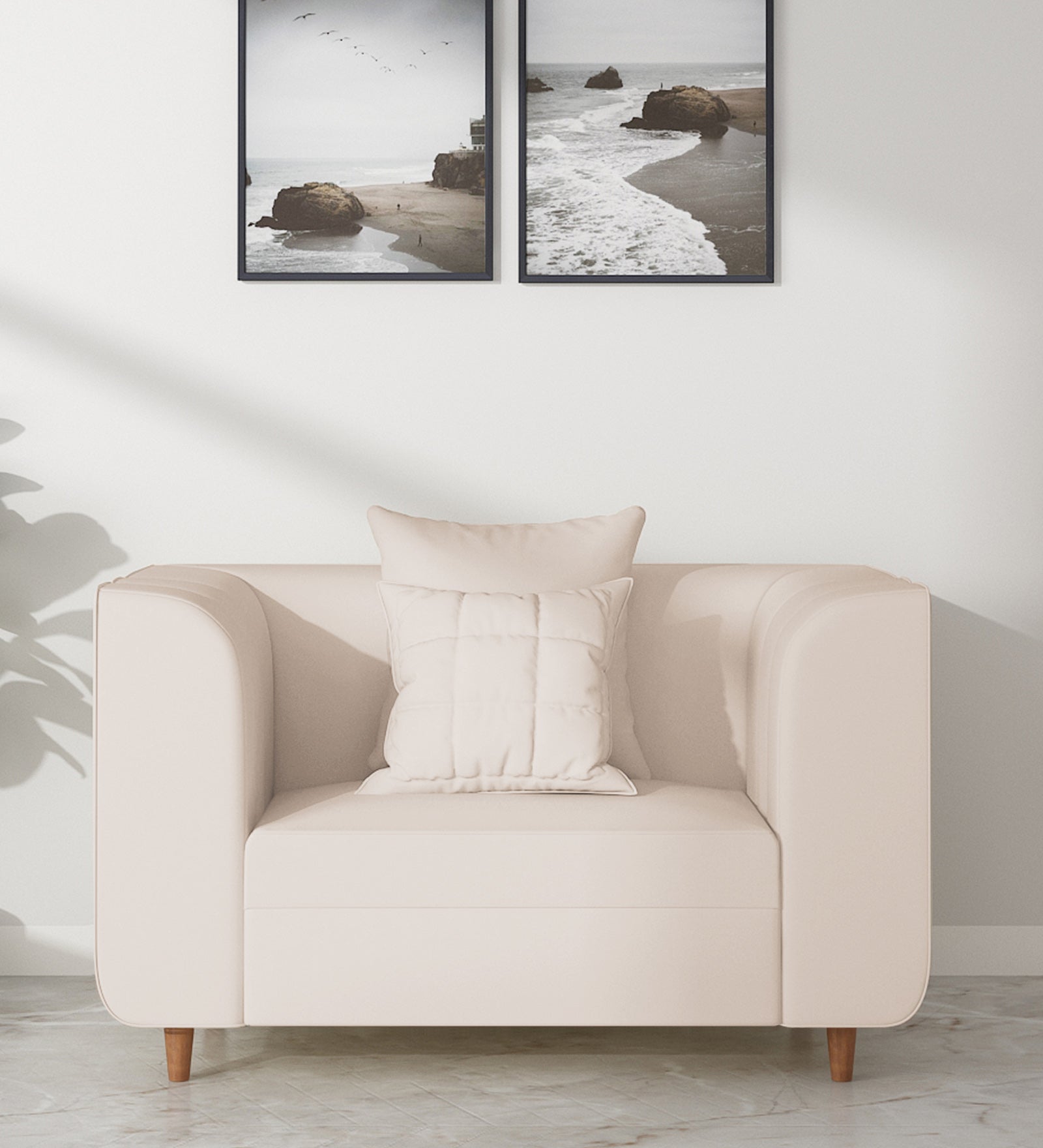Sumo 1 Seater Velvet Sofa - Camel Beige by Febonic Living