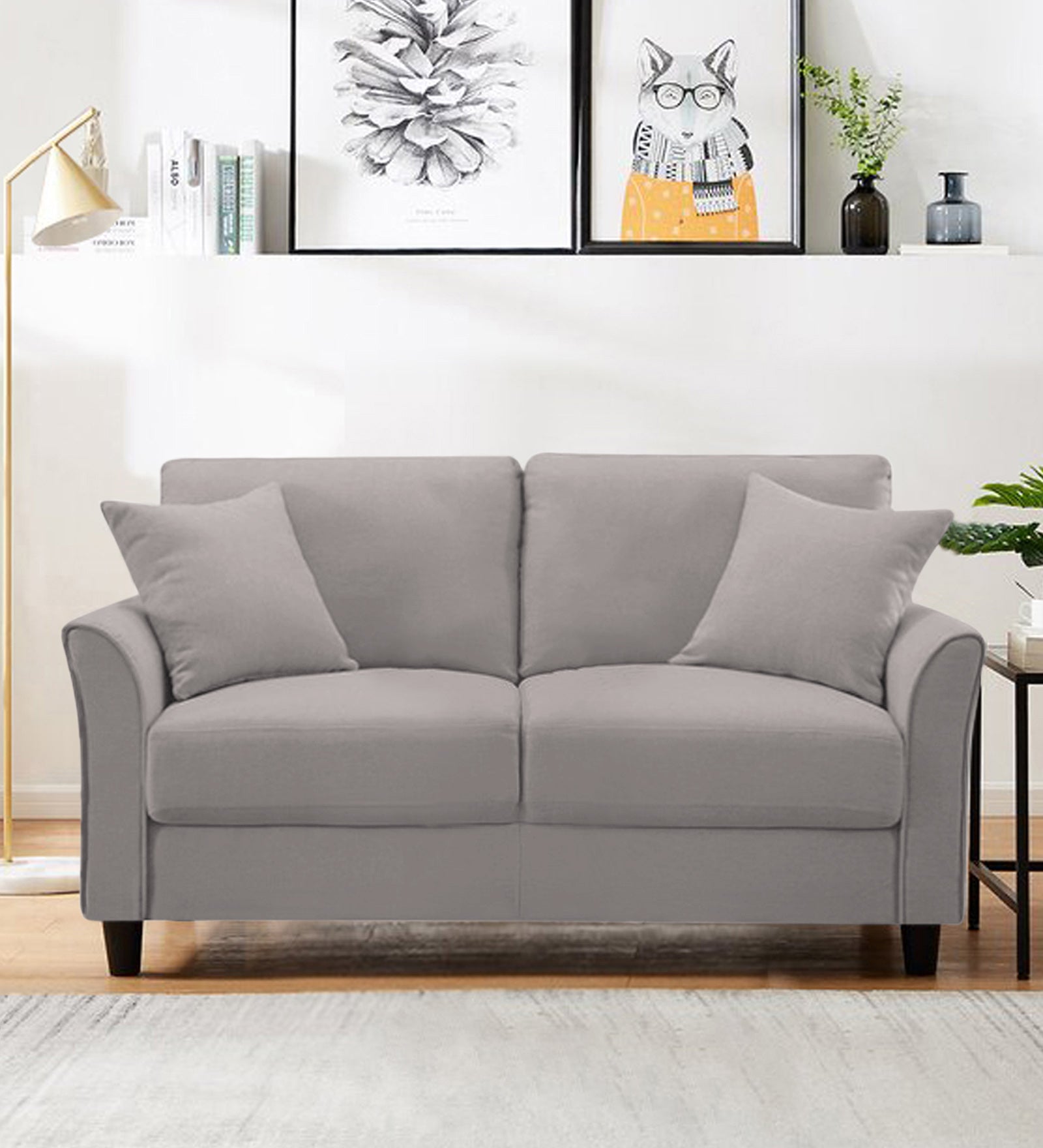 Daroo Velvet 2 Seater Sofa In Pearl Grey Colour - Febonic Living