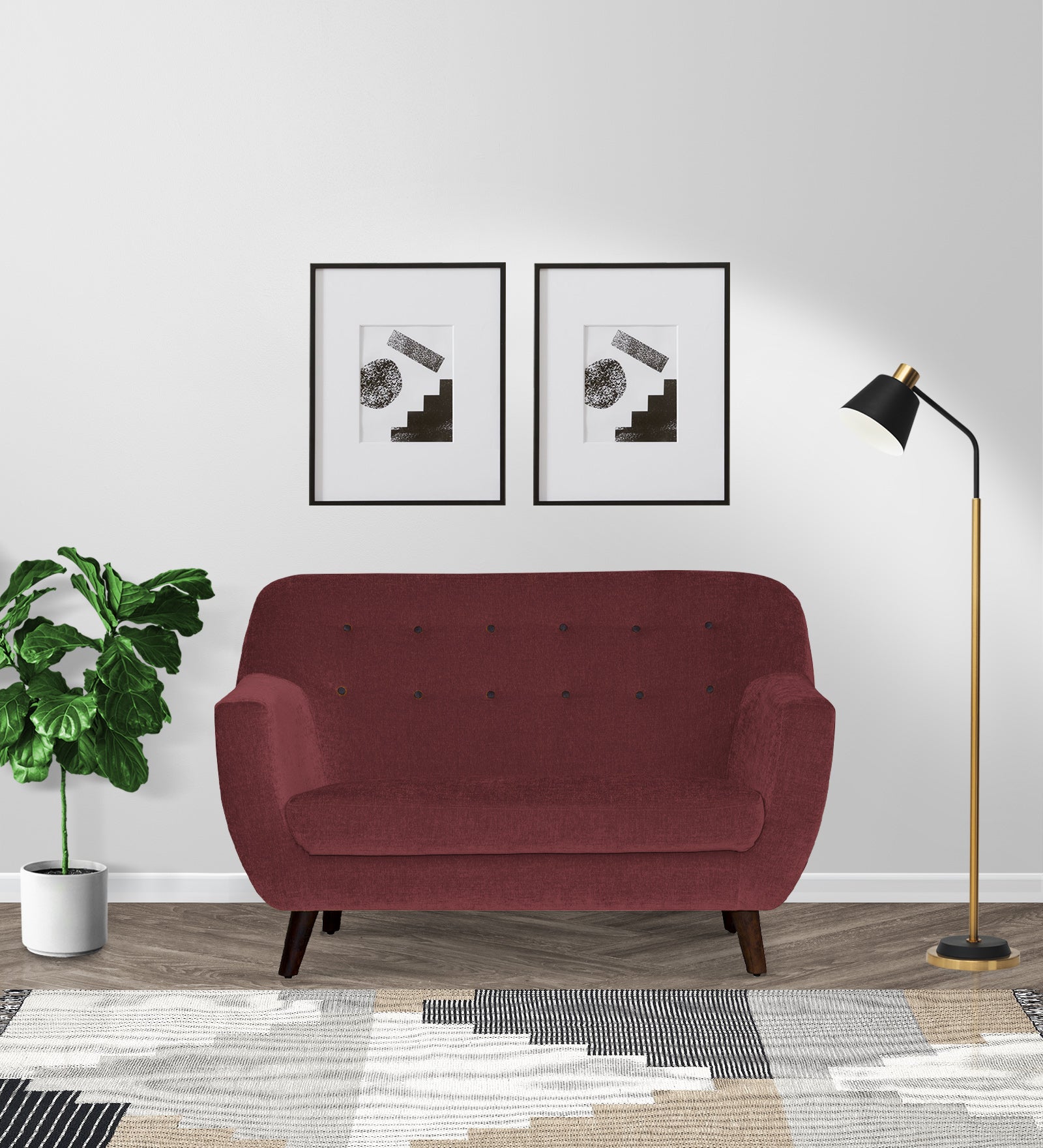 German Fabric 2 Seater Sofa in Blaze red Colour