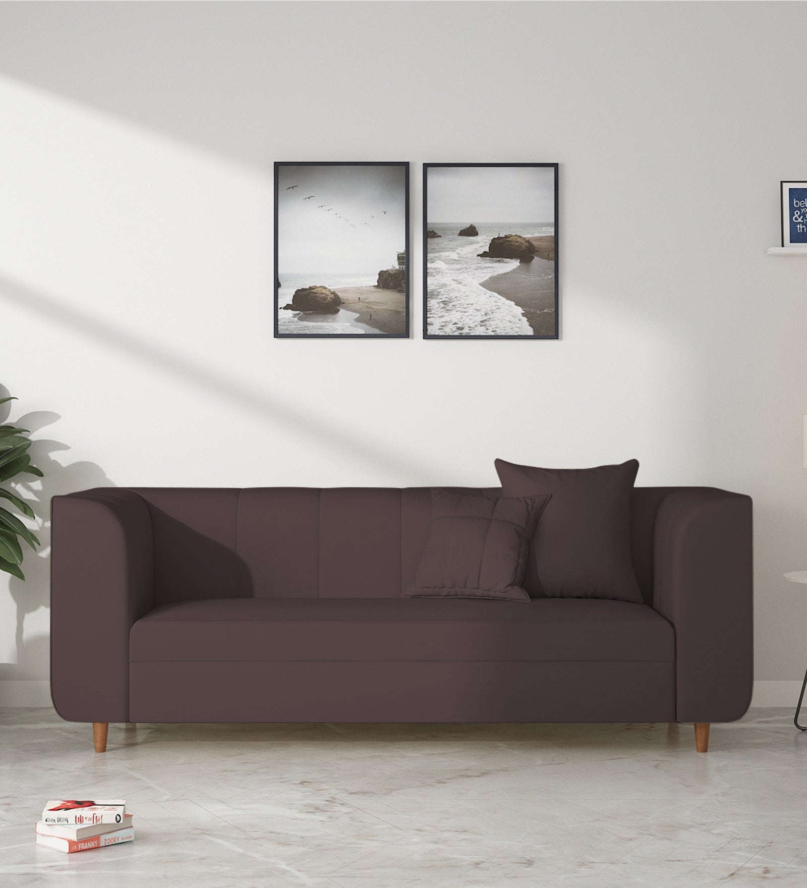 Sumo Velvet 3 Seater Sofa In Mocha Brown Colour - Febonic Living