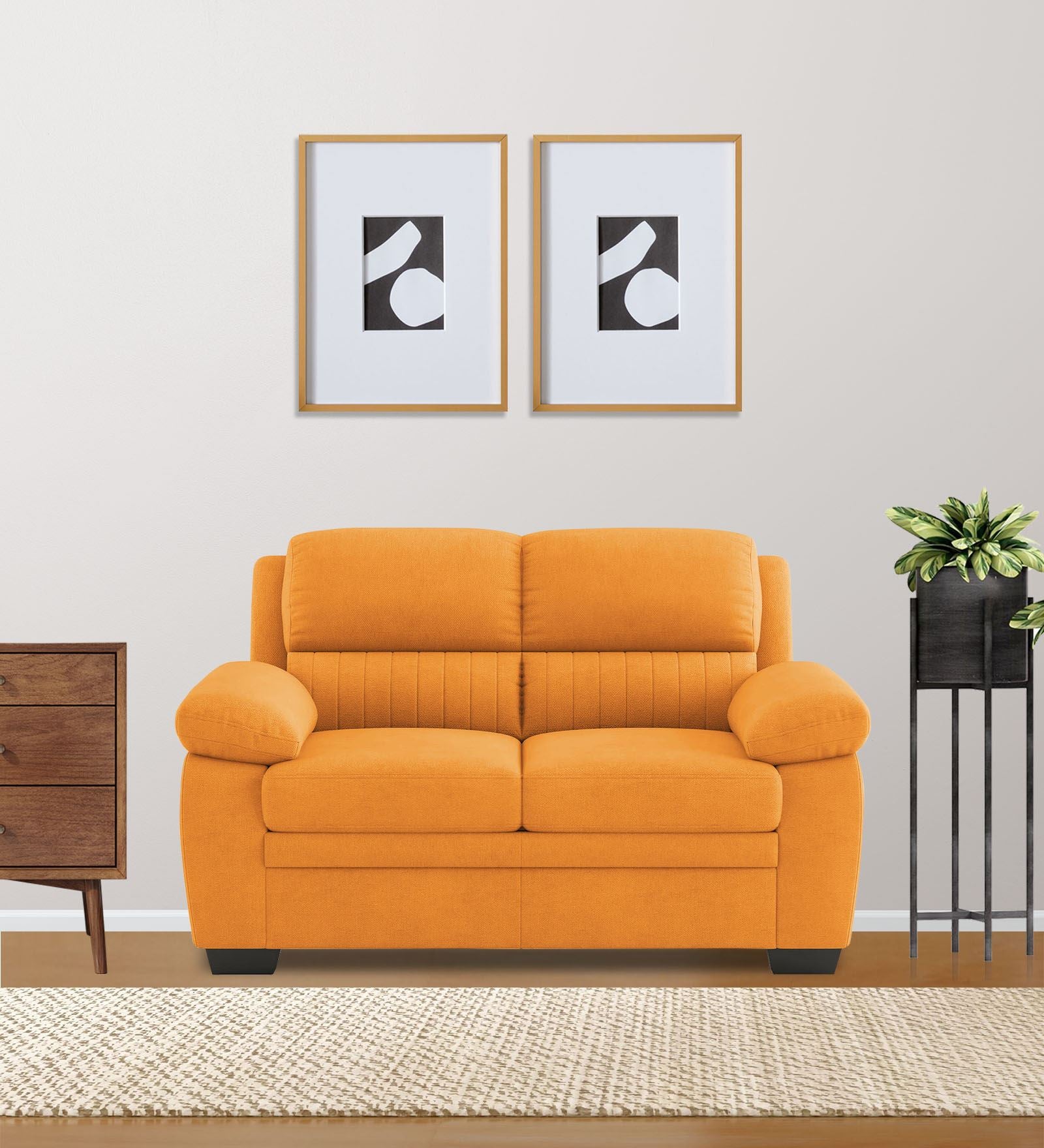 Miranda Velvet 2 Seater Sofa In Tangerine orange Colour - Febonic Living