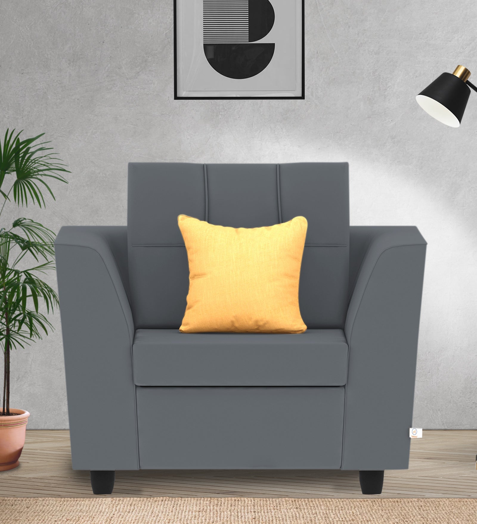 Nestin Velvet 1 Seater Sofa In Pubble Grey Colour - Febonic Living