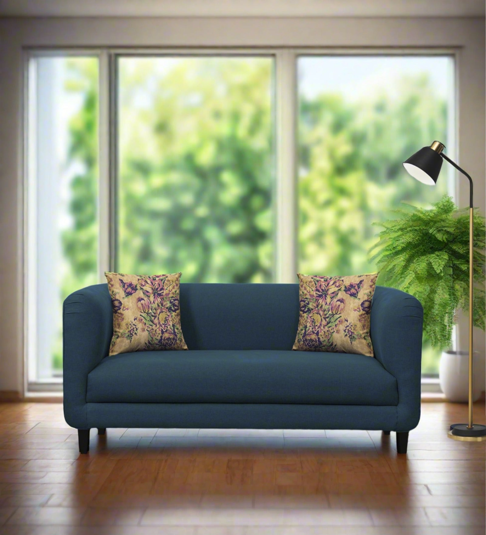 Niki Fabric 2 Seater Sofa in Light Blue Colour