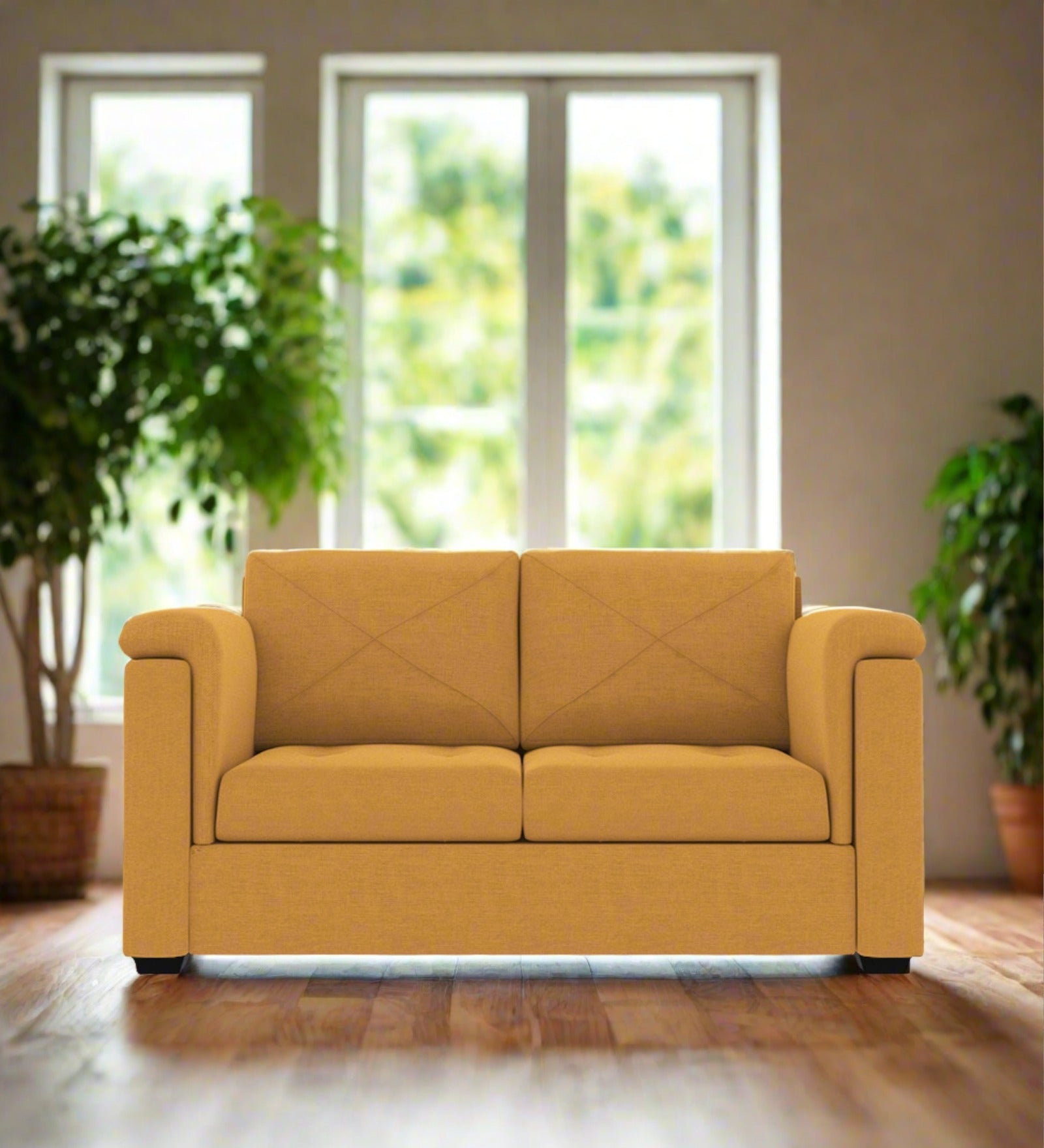 Andres Fabric 2 Seater Sofa In Blush Yellow Colour - Febonic Living