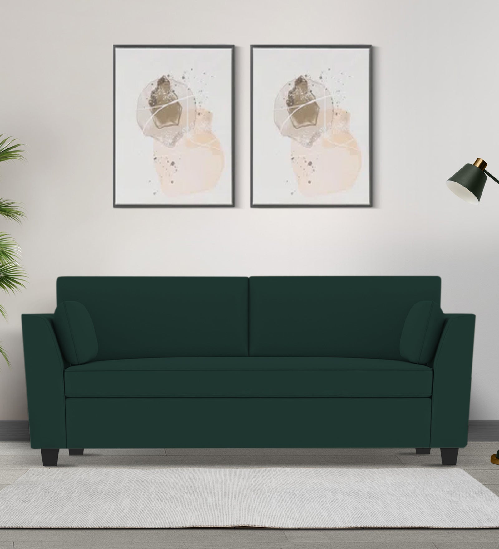 Bristo Velvet 3 Seater Sofa In Forest Green Colour With Storage - Febonic Living