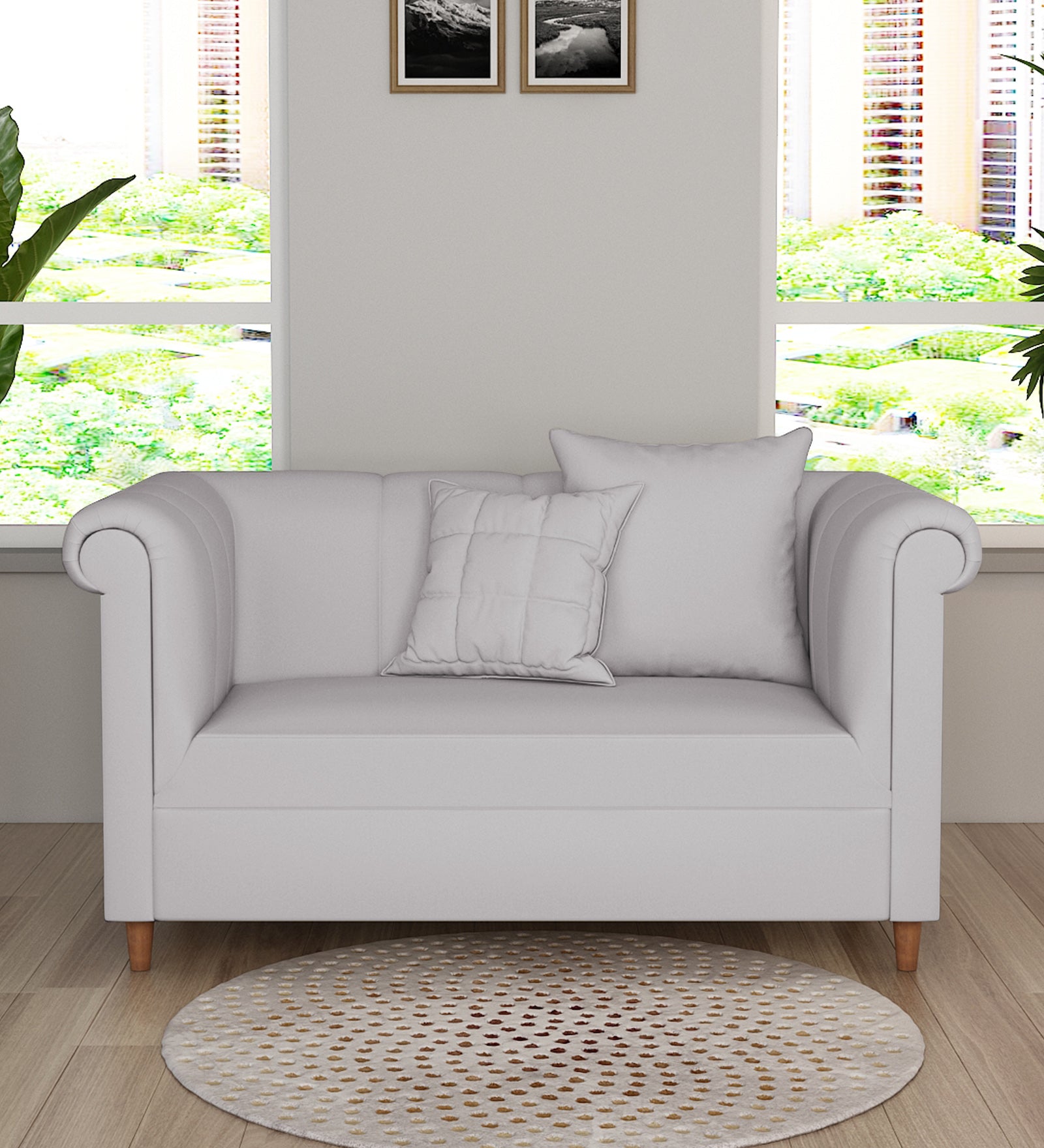 Rubi Velvet 2 Seater Sofa In Concrete grey Colour - Febonic Living
