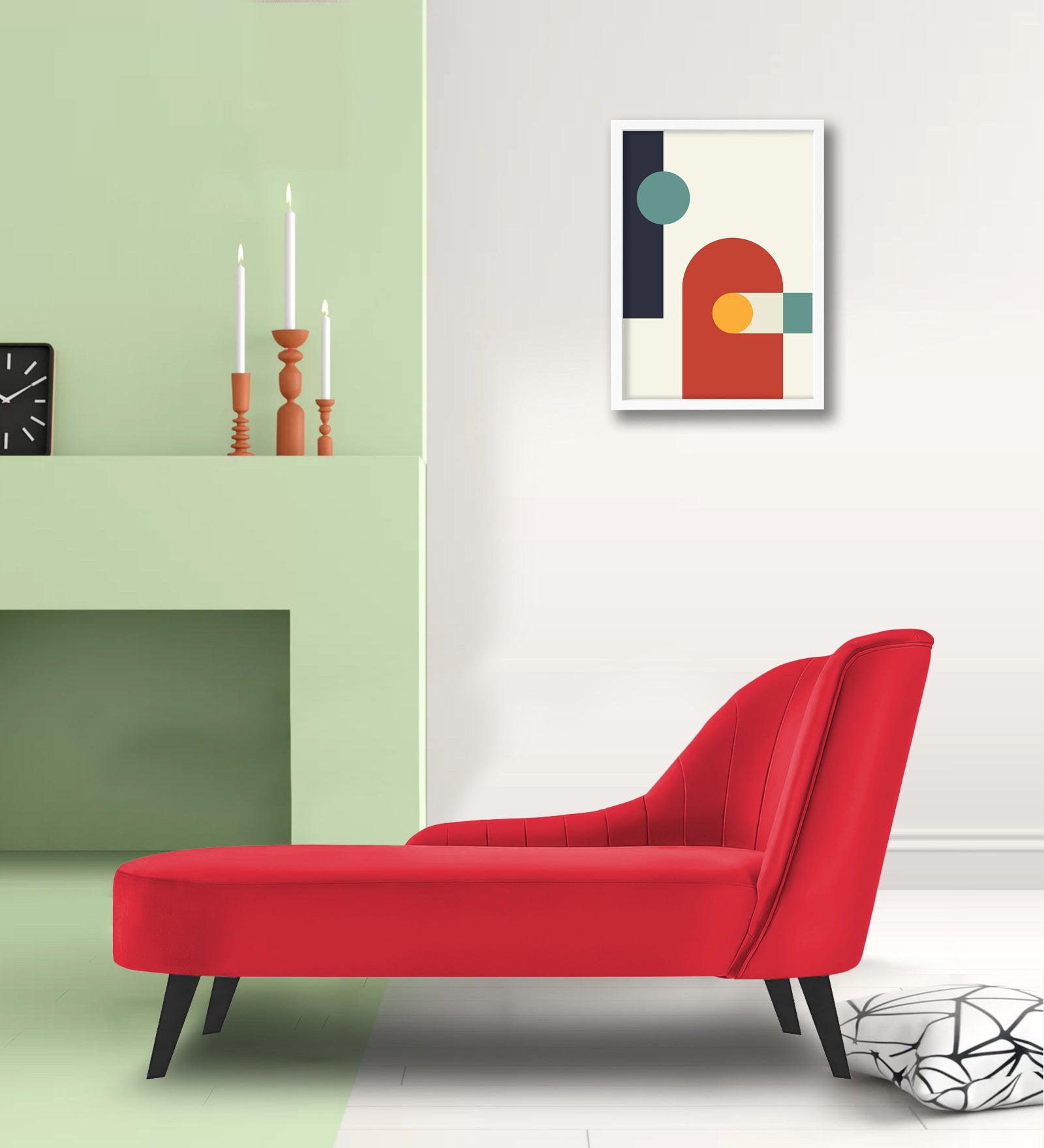 Flora Velvet LHS Chaise Lounger In Ox Blood Maroon Colour - Febonic Living