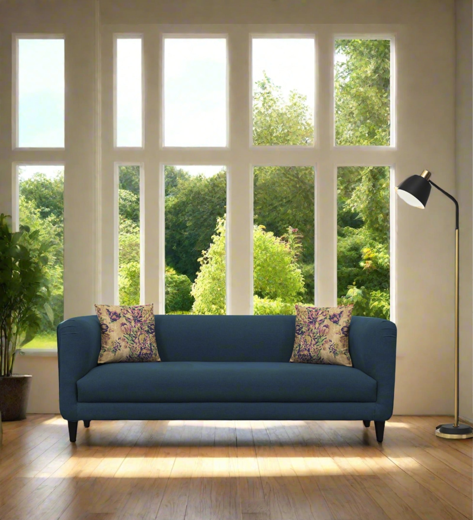 Niki Fabric 3 Seater Sofa In Light Blue Colour - Febonic Living