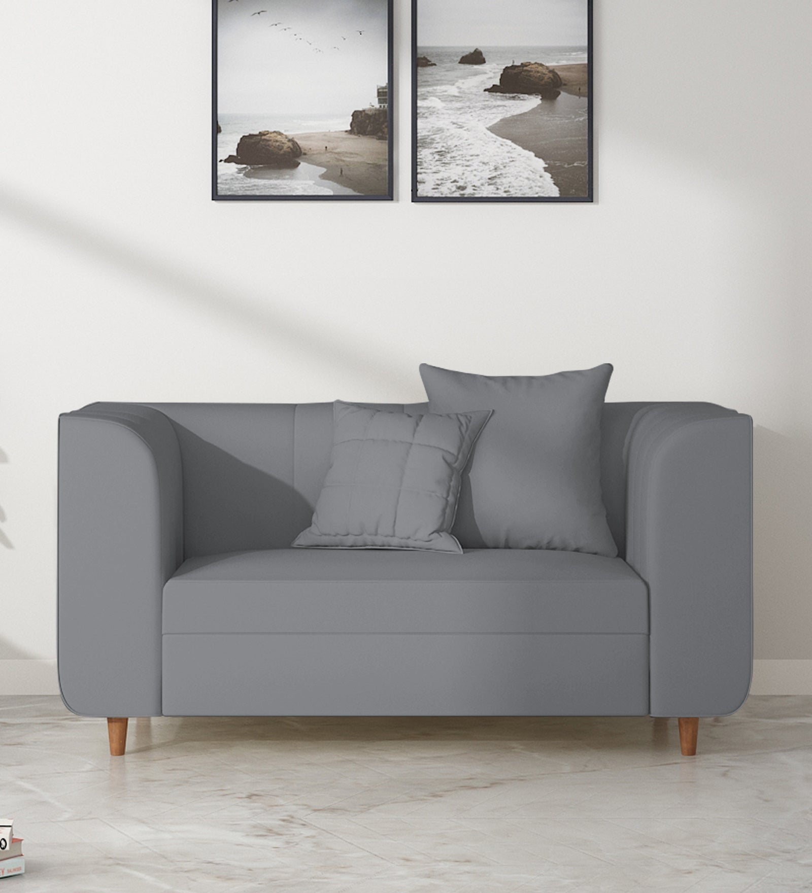 Sumo Velvet 2 Seater Sofa in Pubble Grey Colour