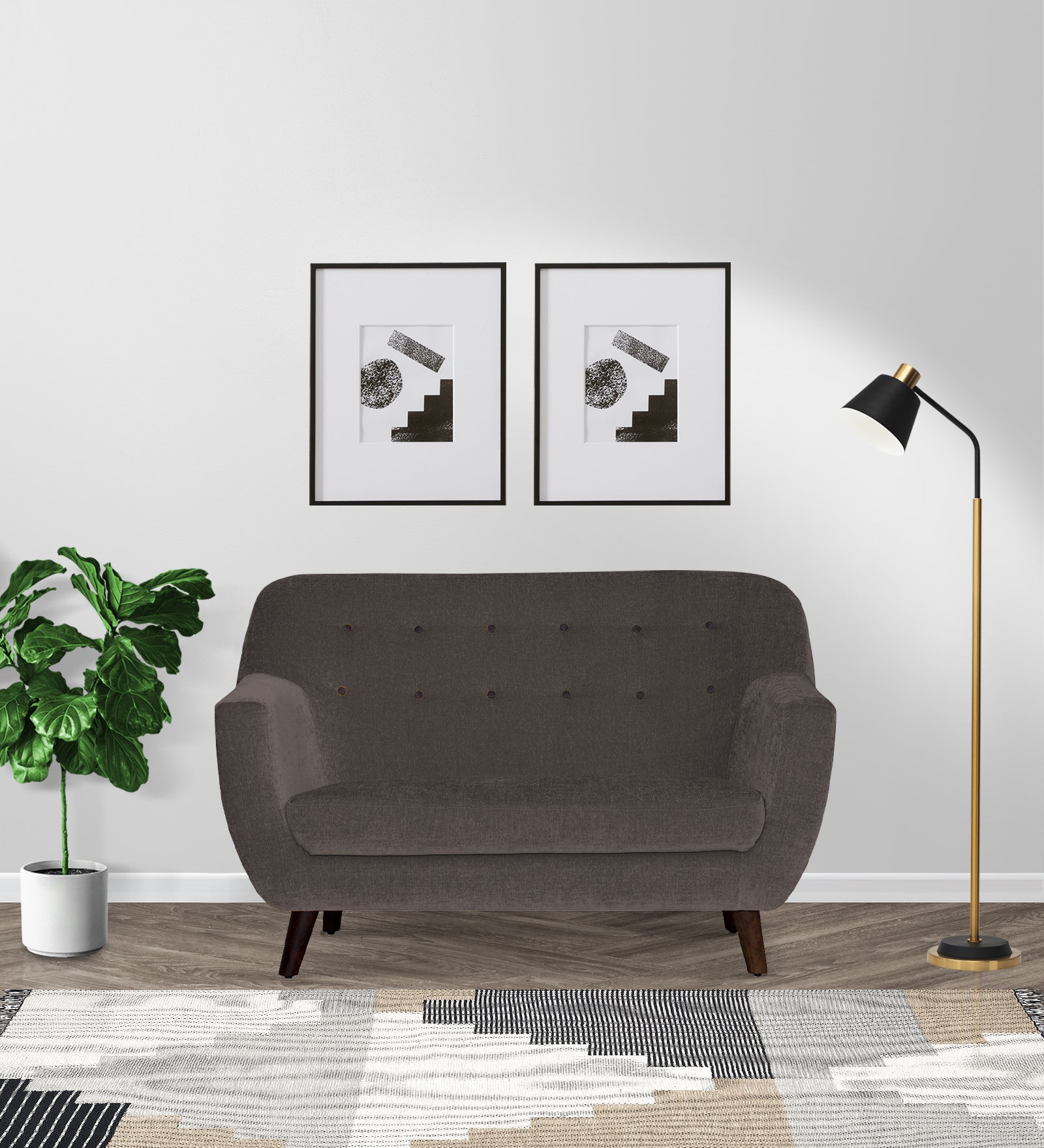 German Fabric 2 Seater Sofa in Caspa Brown Colour