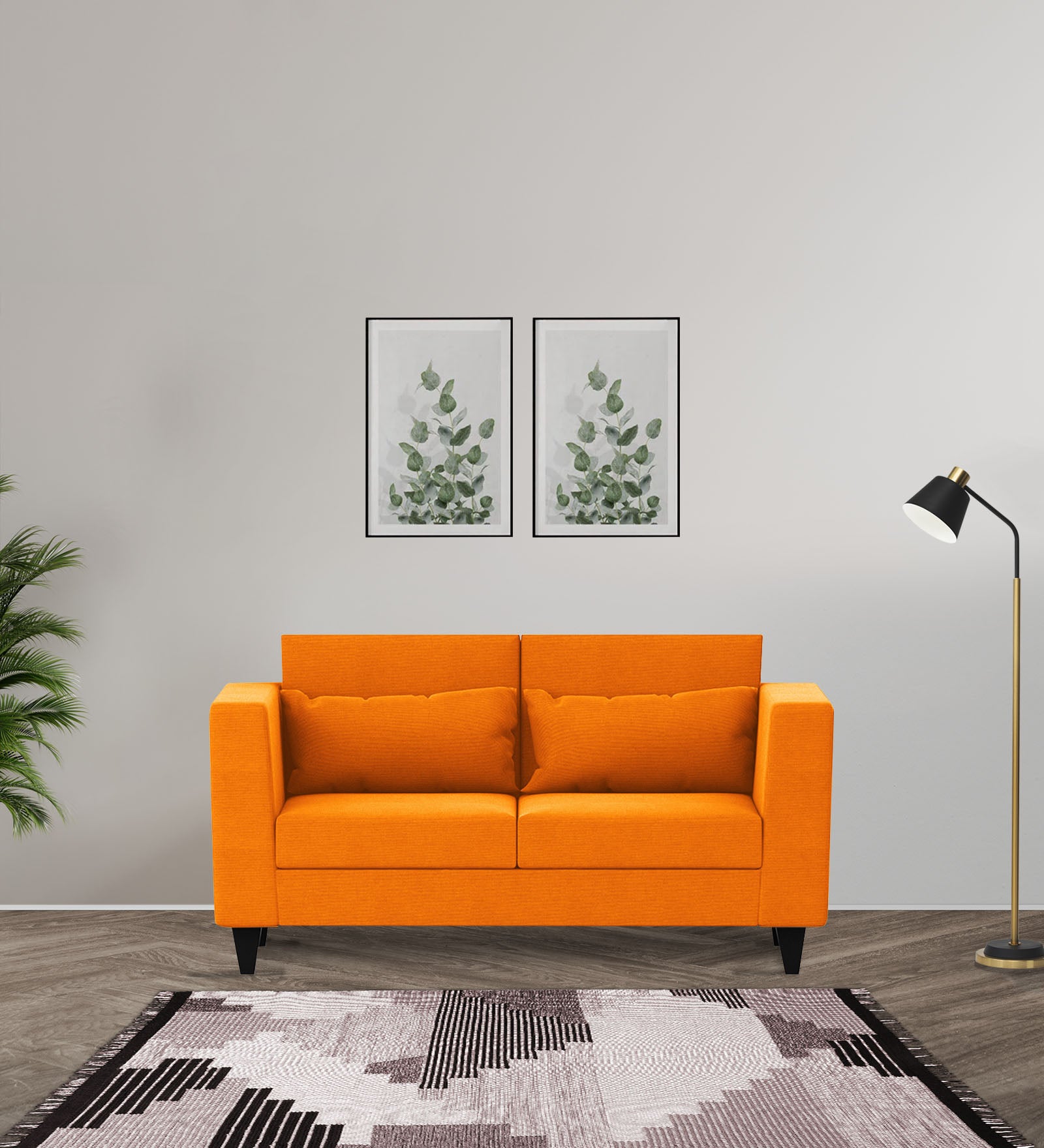 Nipul 2 Seater Fabric Sofa - Vivid Orange by Febonic Living