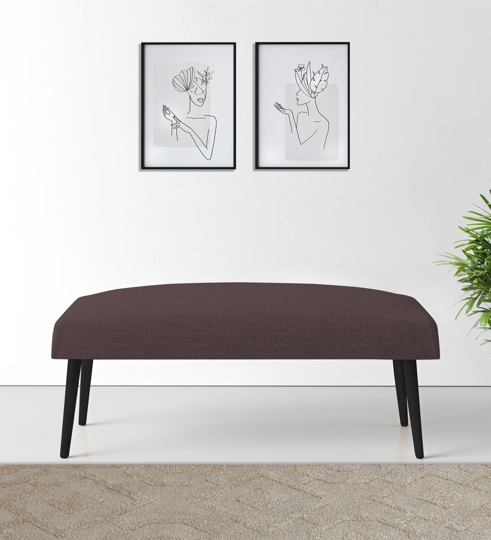 Adon Velvet Bench In Mocha Brown Colour - Febonic Living