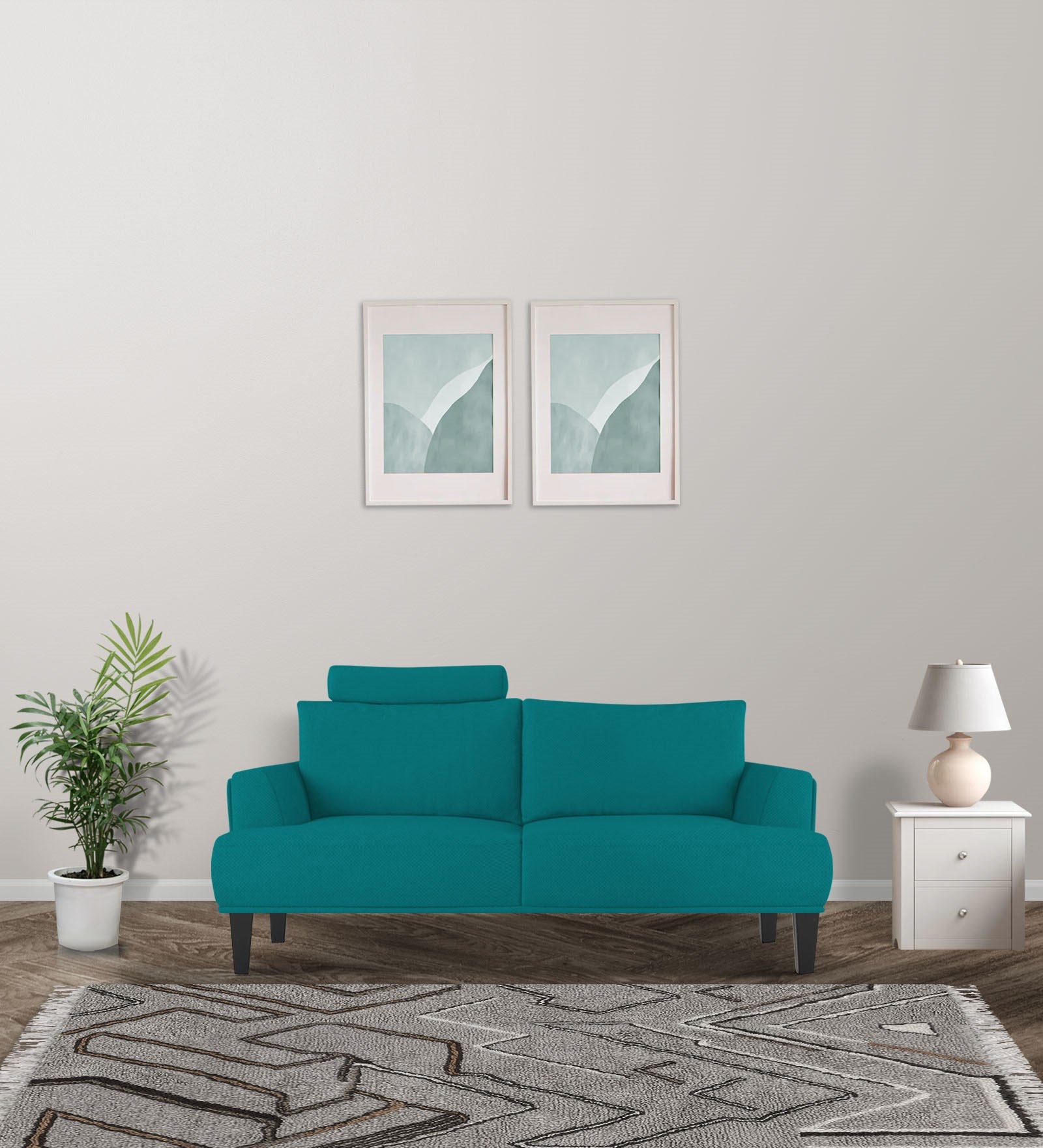 Como Fabric 2 Seater Sofa in Sea Green Colour