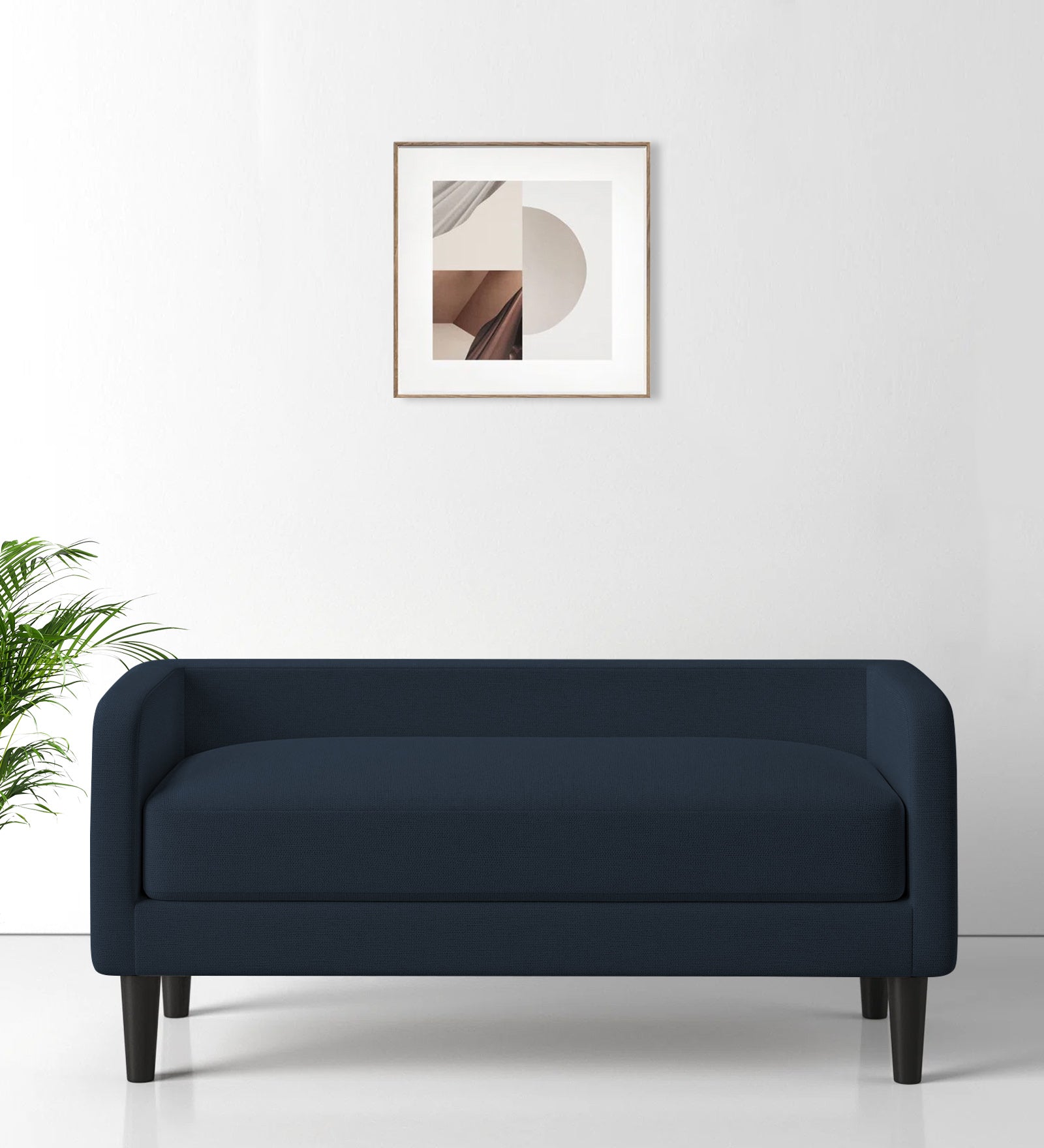 Maya Fabric Bench In Denim Blue Colour - Febonic Living