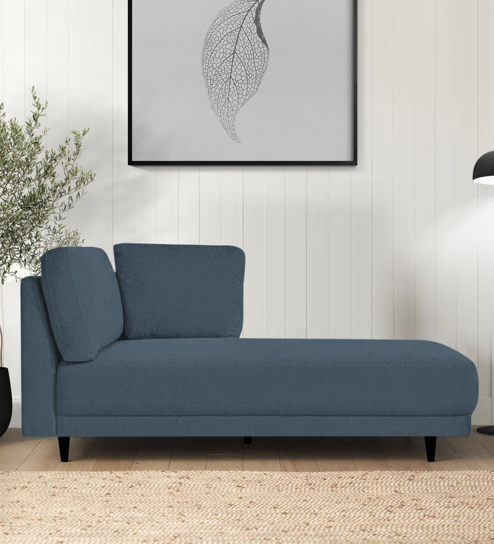Jonze Velvet RHS Chaise Lounger In Oxford Blue Colour - Febonic Living
