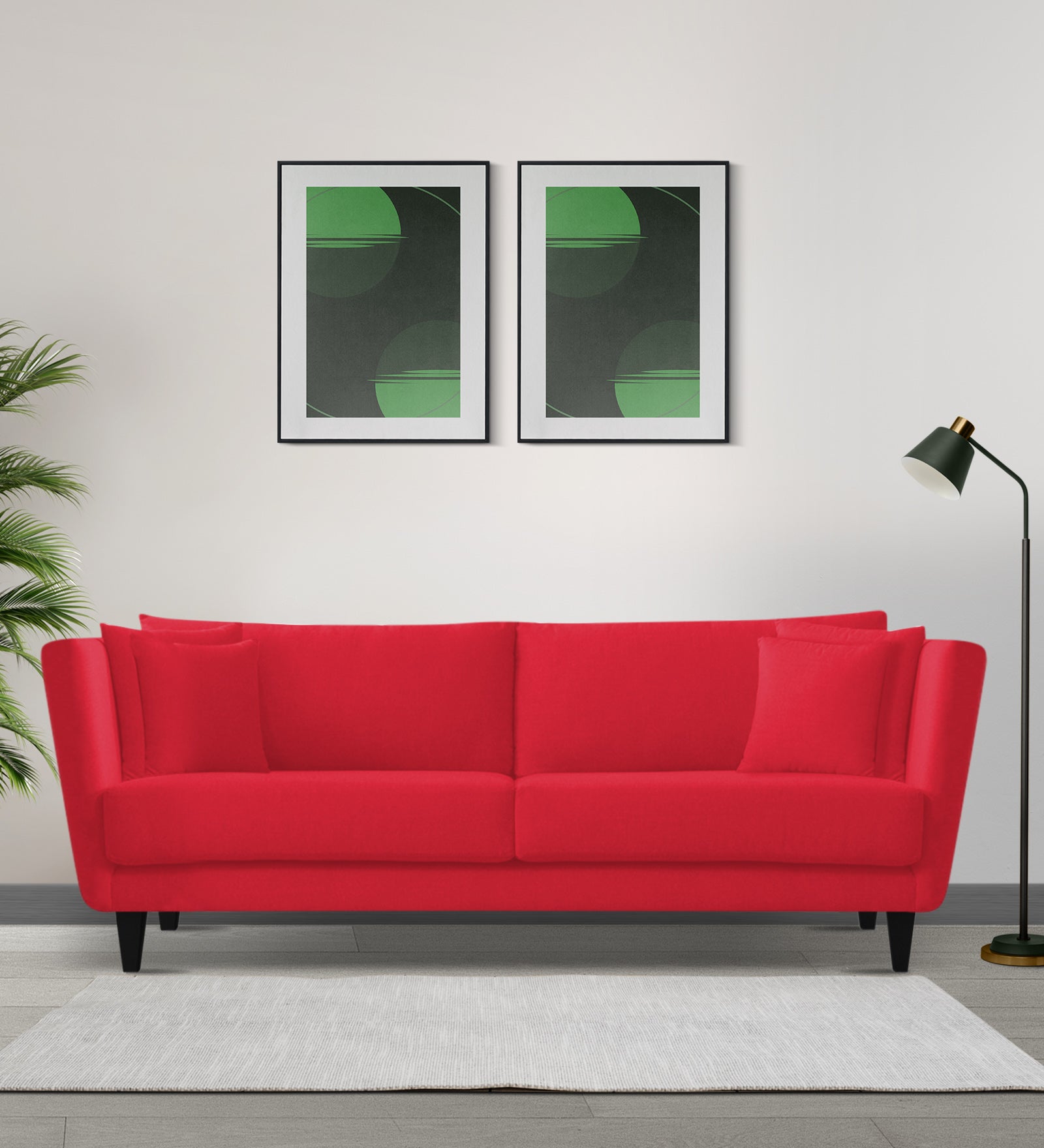 Norway Velvet 3 Seater Sofa In Ox Blood Maroon Colour - Febonic Living