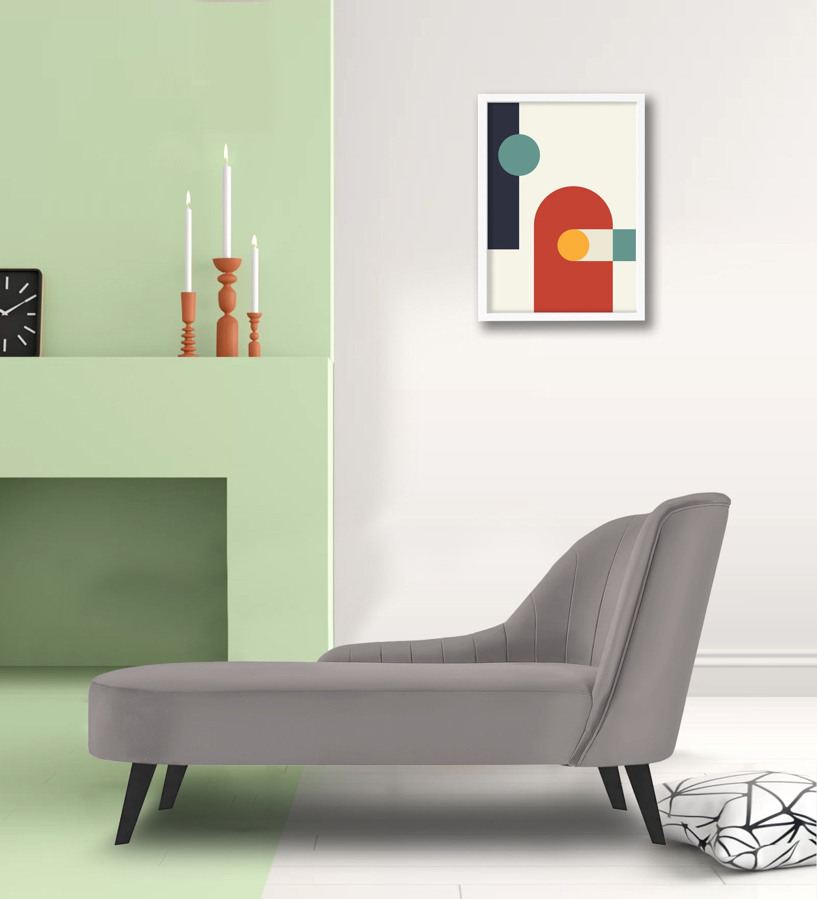 Flora Velvet LHS Chaise Lounger In Pearl Grey Colour - Febonic Living