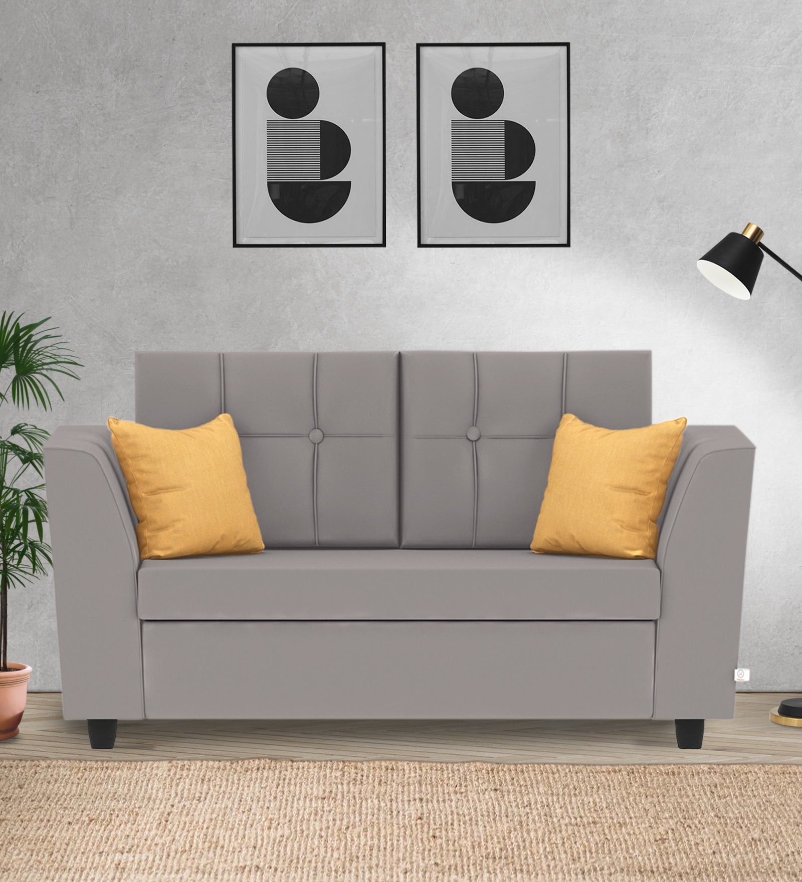 Nestin Velvet 2 Seater Sofa In Pearl Grey Colour - Febonic Living