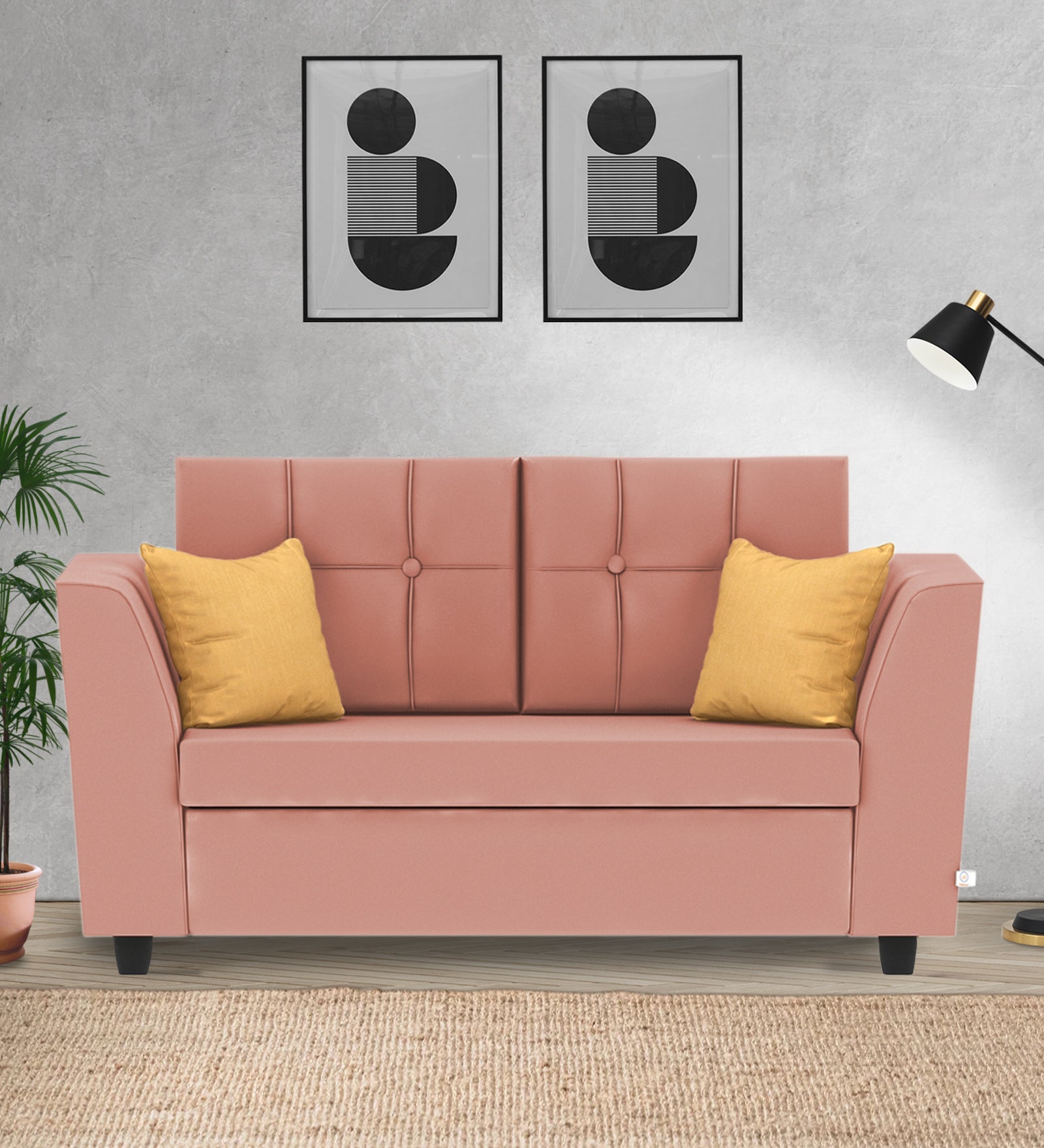 Nestin Velvet 2 Seater Sofa In Blush Pink Colour - Febonic Living