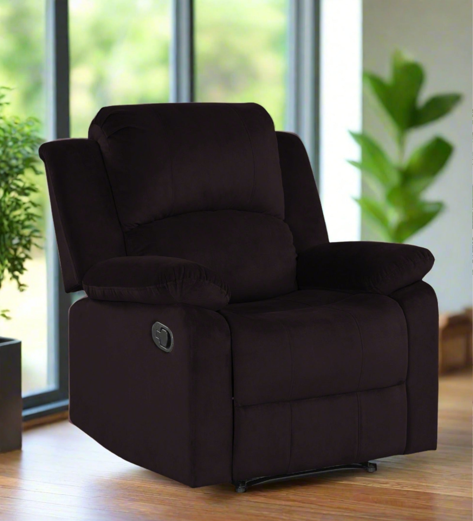 Henry Fabric 1 Seater Manual Recliner In Cara Brown Colour - Febonic Living