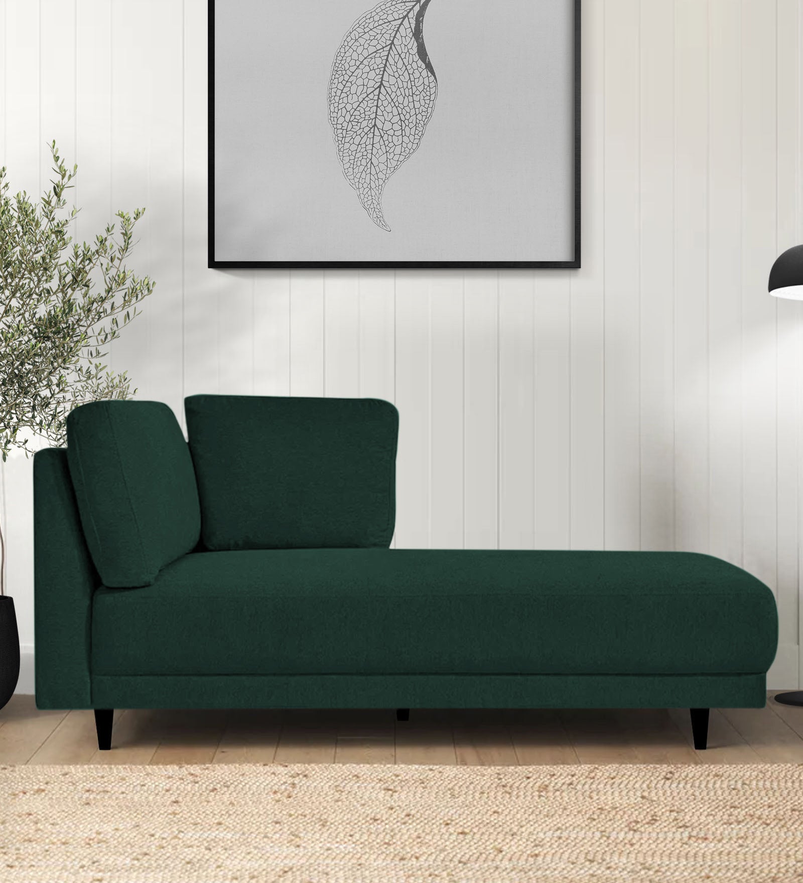 Jonze Velvet RHS Chaise Lounger In Forest Green Colour - Febonic Living