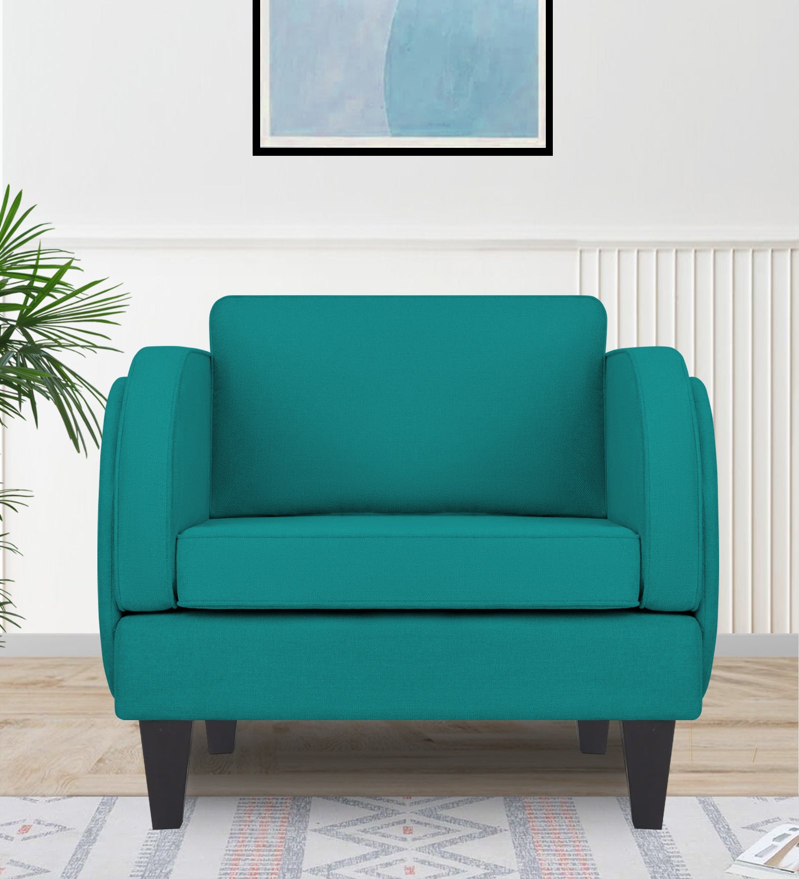 Siddy Fabric 1 Seater Sofa in Sea green Colour