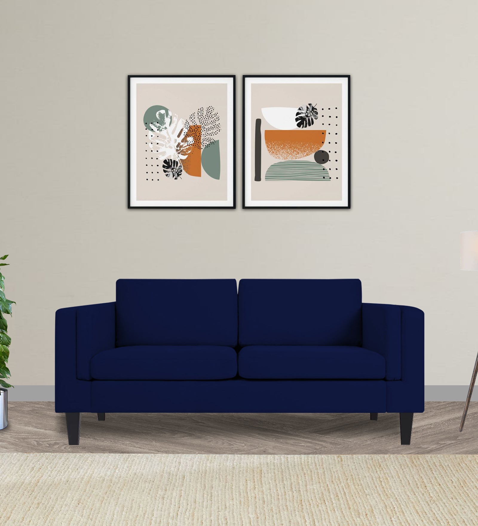 Jasper Velvet 2 Seater Sofa In Dark Blue Colour - Febonic Living
