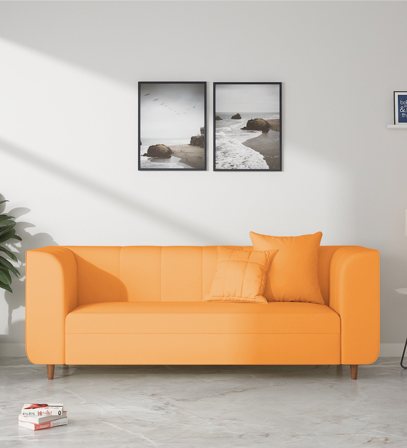 Sumo Velvet 3 Seater Sofa In Tangerine orange Colour - Febonic Living