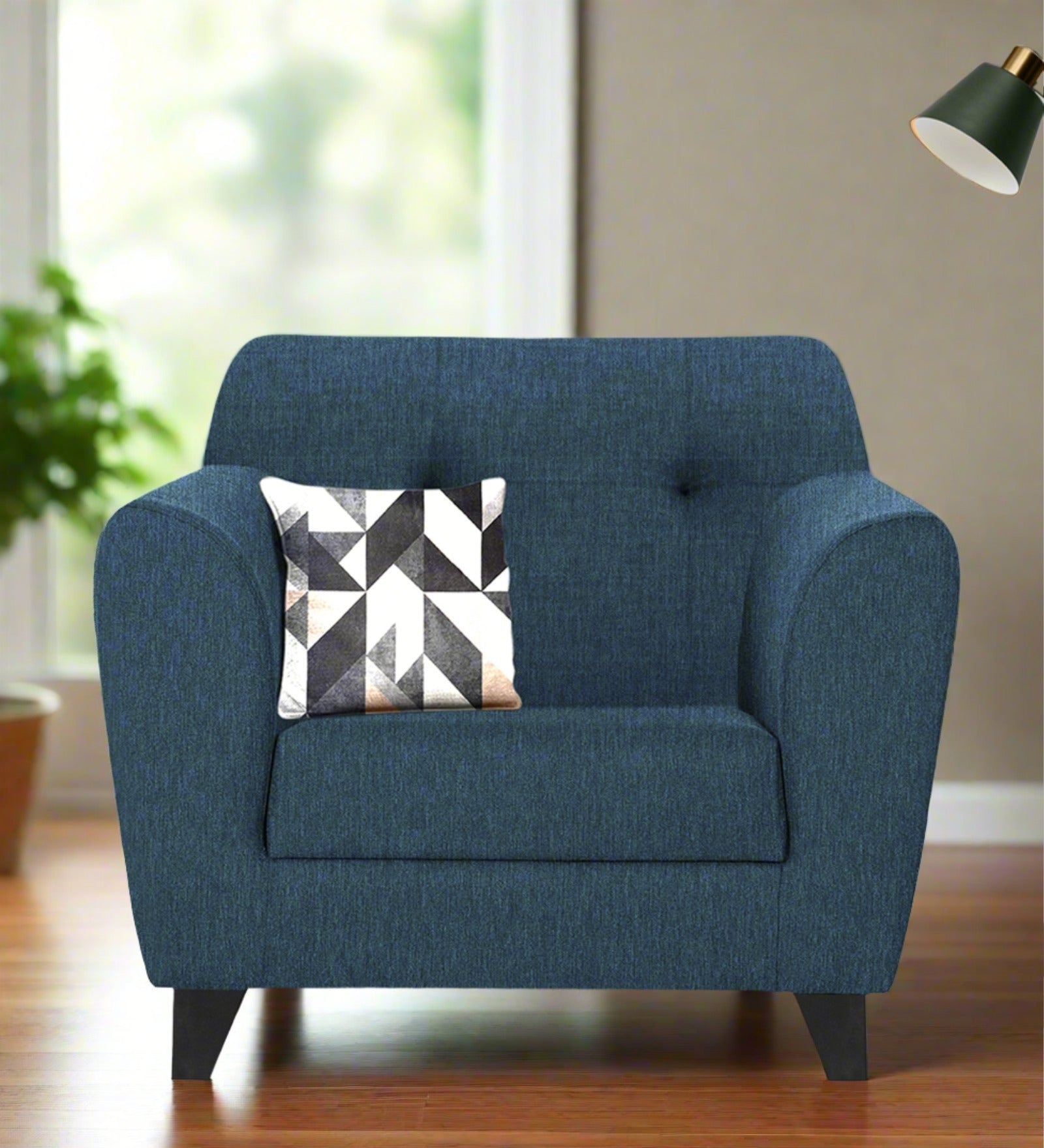 Melaan Fabric 1 Seater Sofa In Light Blue Colour