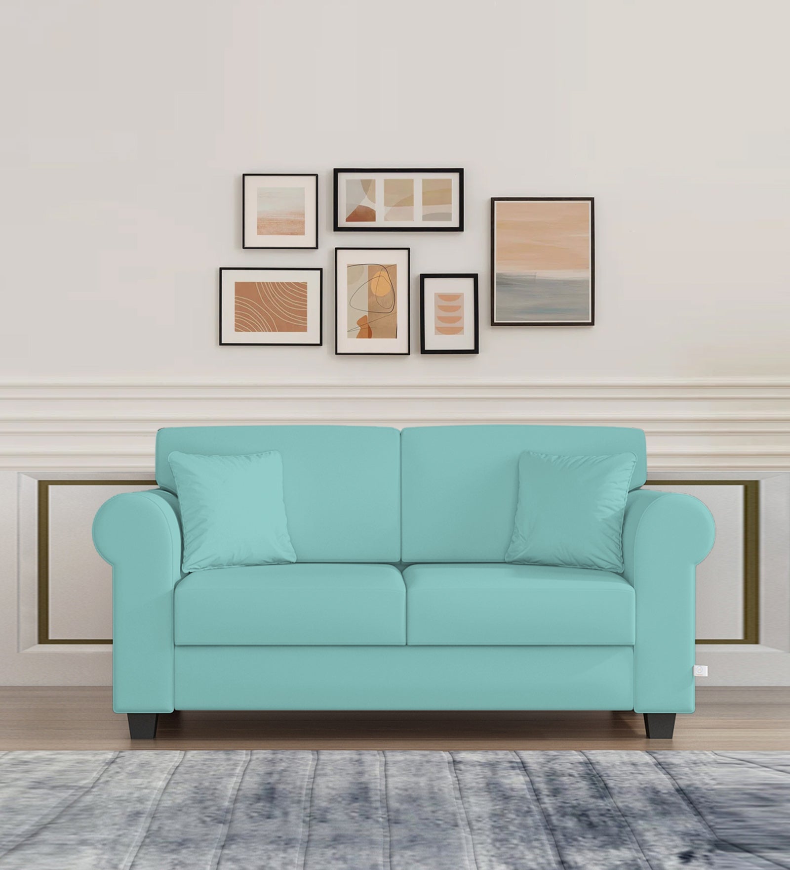 Numonk Velvet 2 Seater Sofa In Barmunda Aqua Colour - Febonic Living