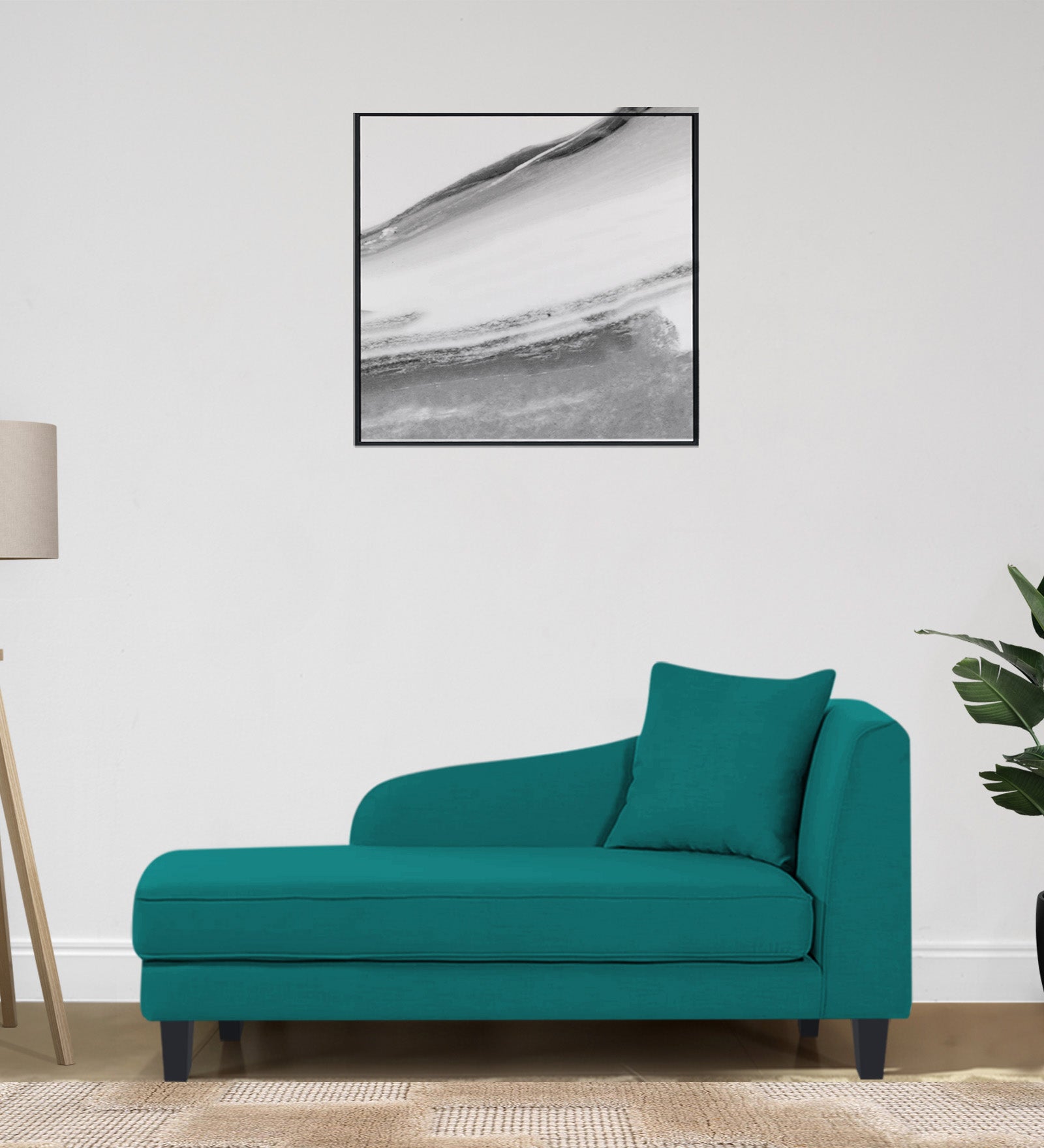 Louis Fabric LHS Chaise Lounger In Sea Green Colour - Febonic Living