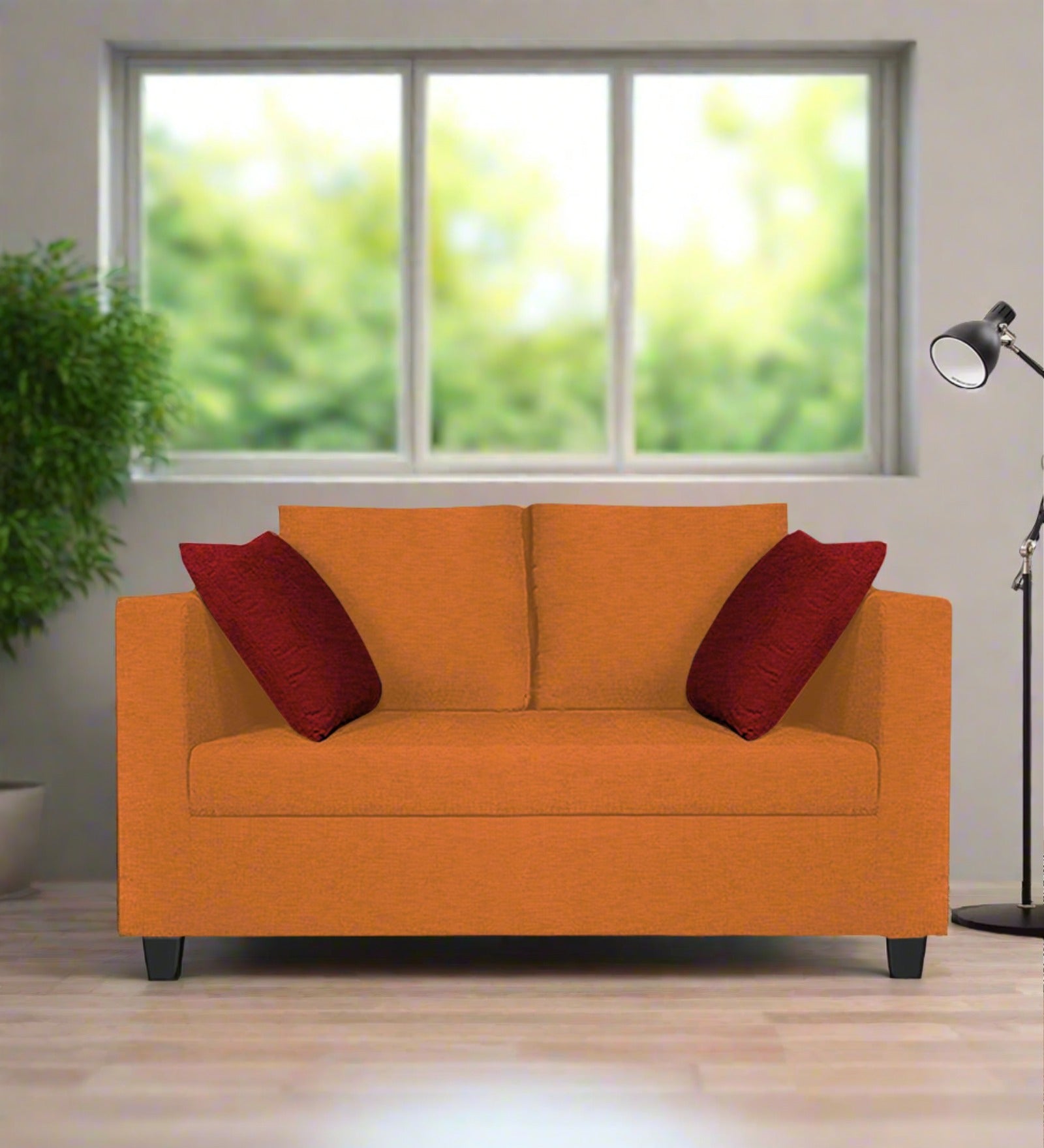 Nuska Fabric 2 Seater Sofa In Dark Orange Colour - Febonic Living