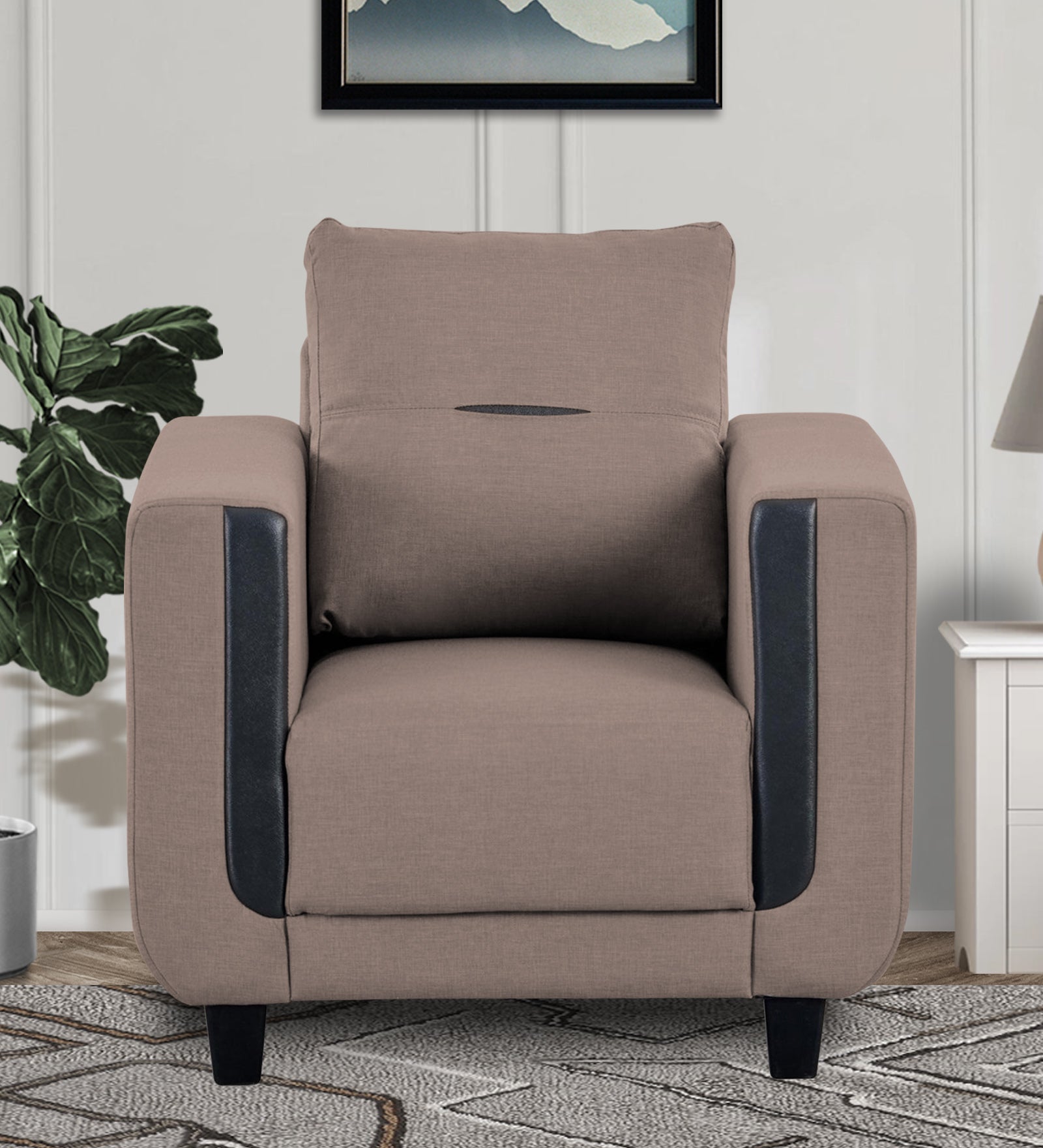 Perry Fabric 1 Seater Sofa In Kadhi Beige Colour - Febonic Living