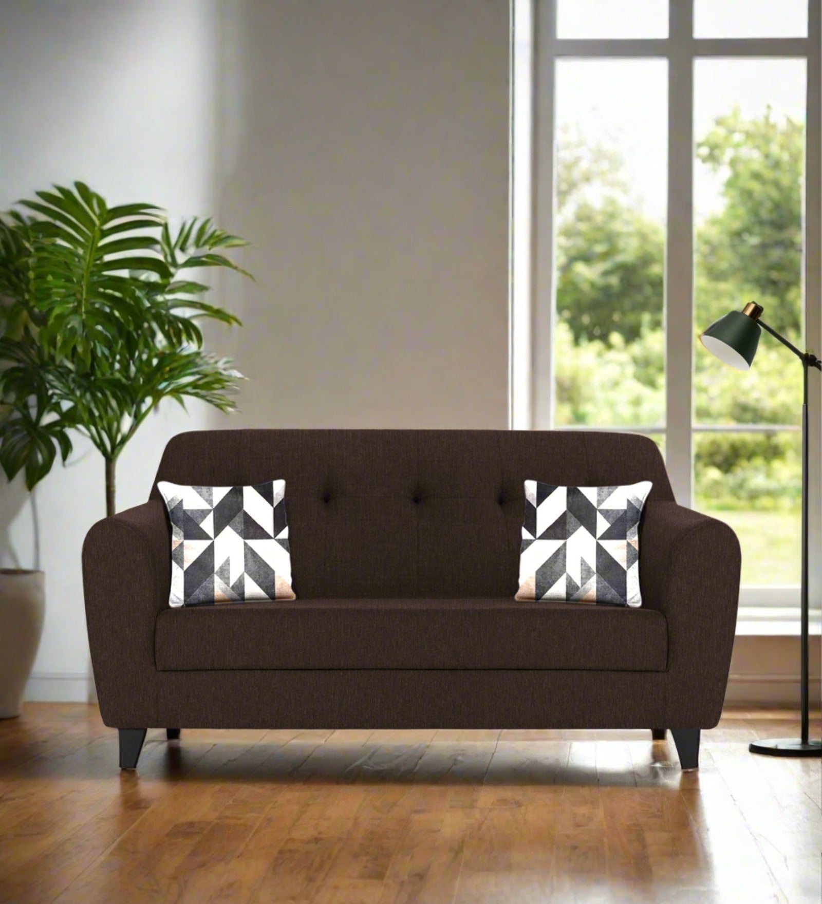 Melaan Fabric 2 Seater Sofa In Coffee Brown Colour - Febonic Living