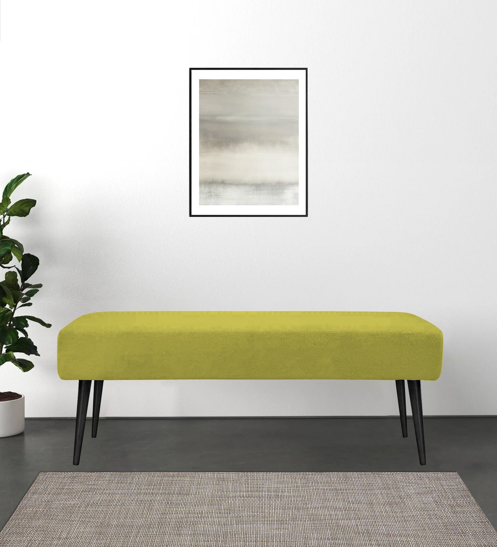 Orbit Fabric Bench In Parrot Green Colour - Febonic Living