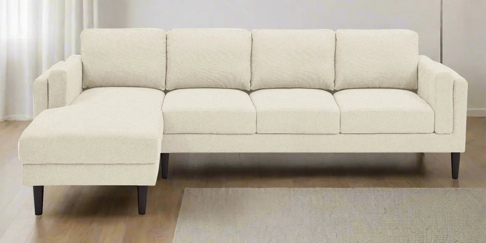 Creata Fabric RHS Sectional Sofa (3+Lounger) In Ivory Cream Colour Febonic Living