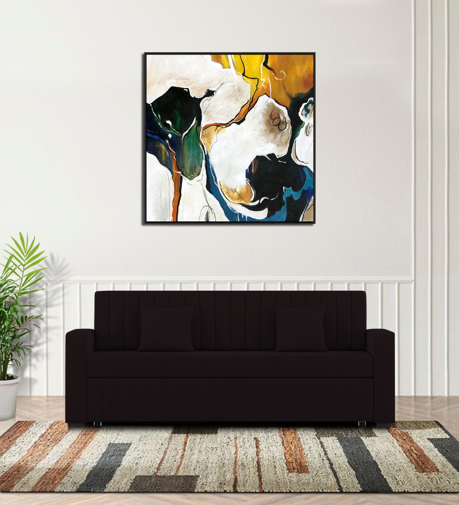 Calra Fabric 3 Seater Pull Out Sofa Cum Bed In Cara Brown Colour With Storage - Febonic Living