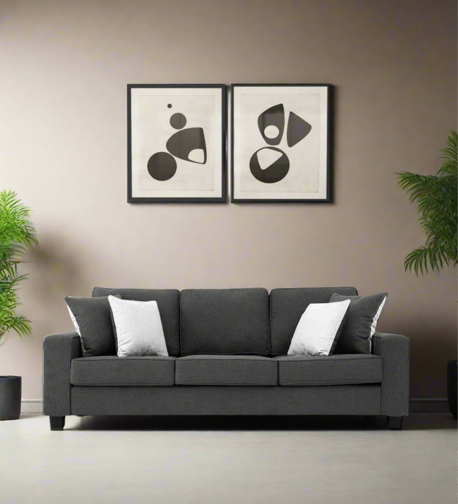 Ladybug Fabric 3 Seater Sofa In Charcoal Grey Colour - Febonic Living