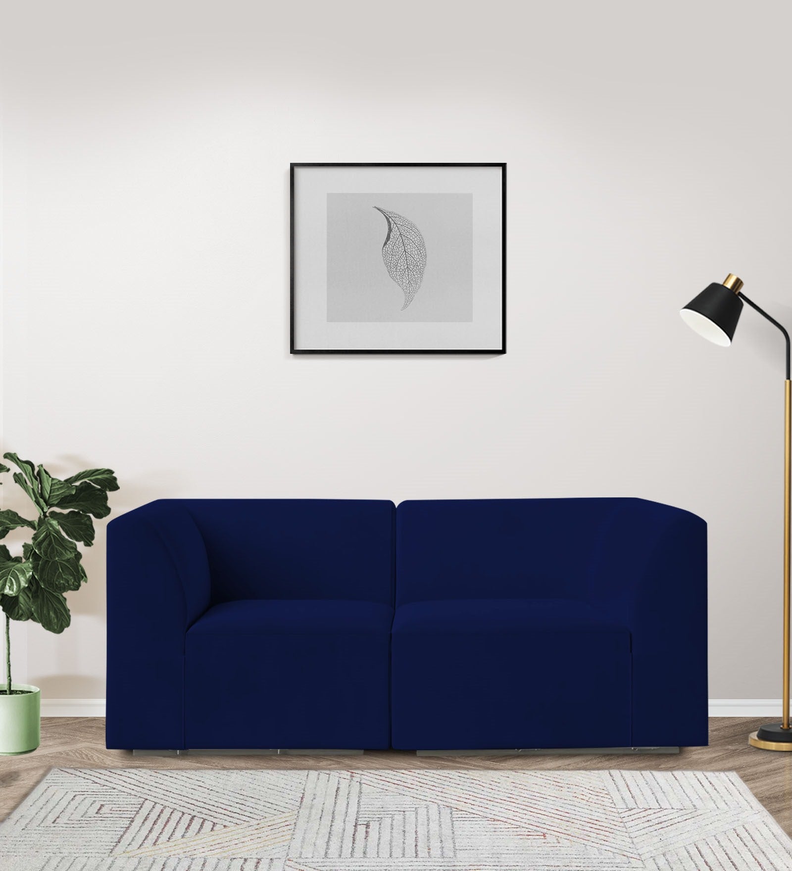 Bufa Velvet 2 Seater Sofa In Dark Blue Colour - Febonic Living