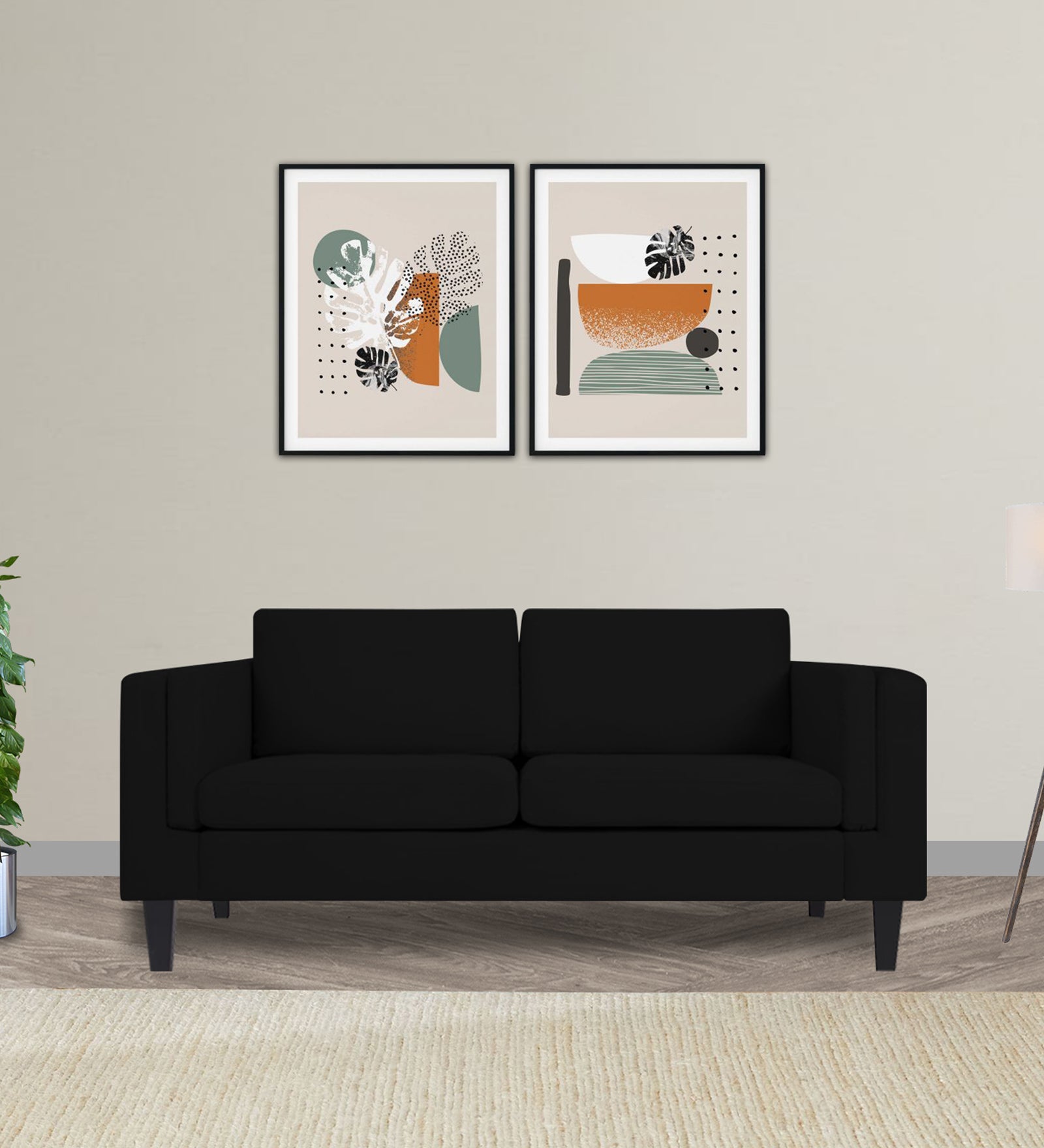Jasper Velvet 2 Seater Sofa in Adam Black Colour