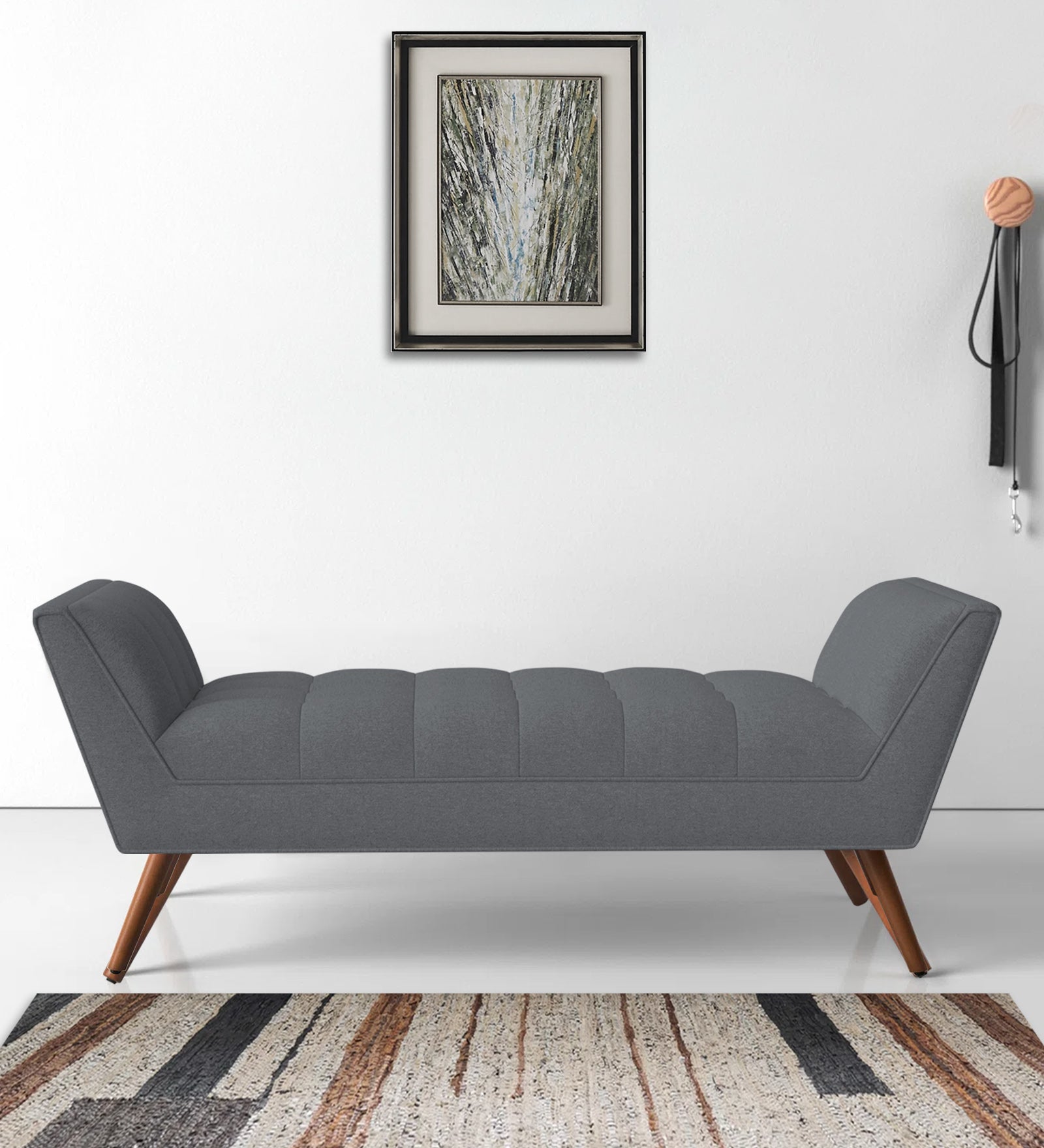 Cartes Velvet Bench In Pubble Grey Colour - Febonic Living