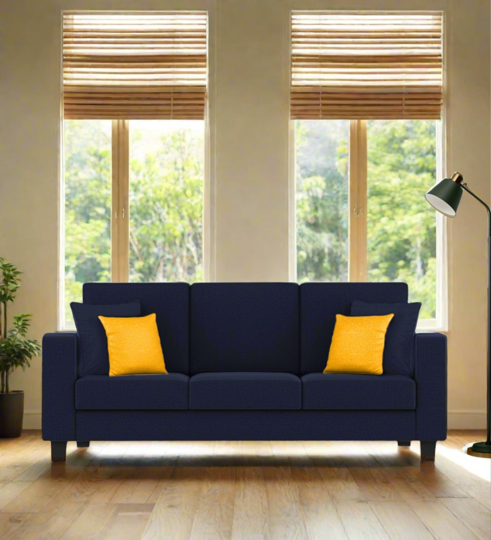 Nabi Fabric 3 Seater Sofa In Royal Blue Colour - Febonic Living