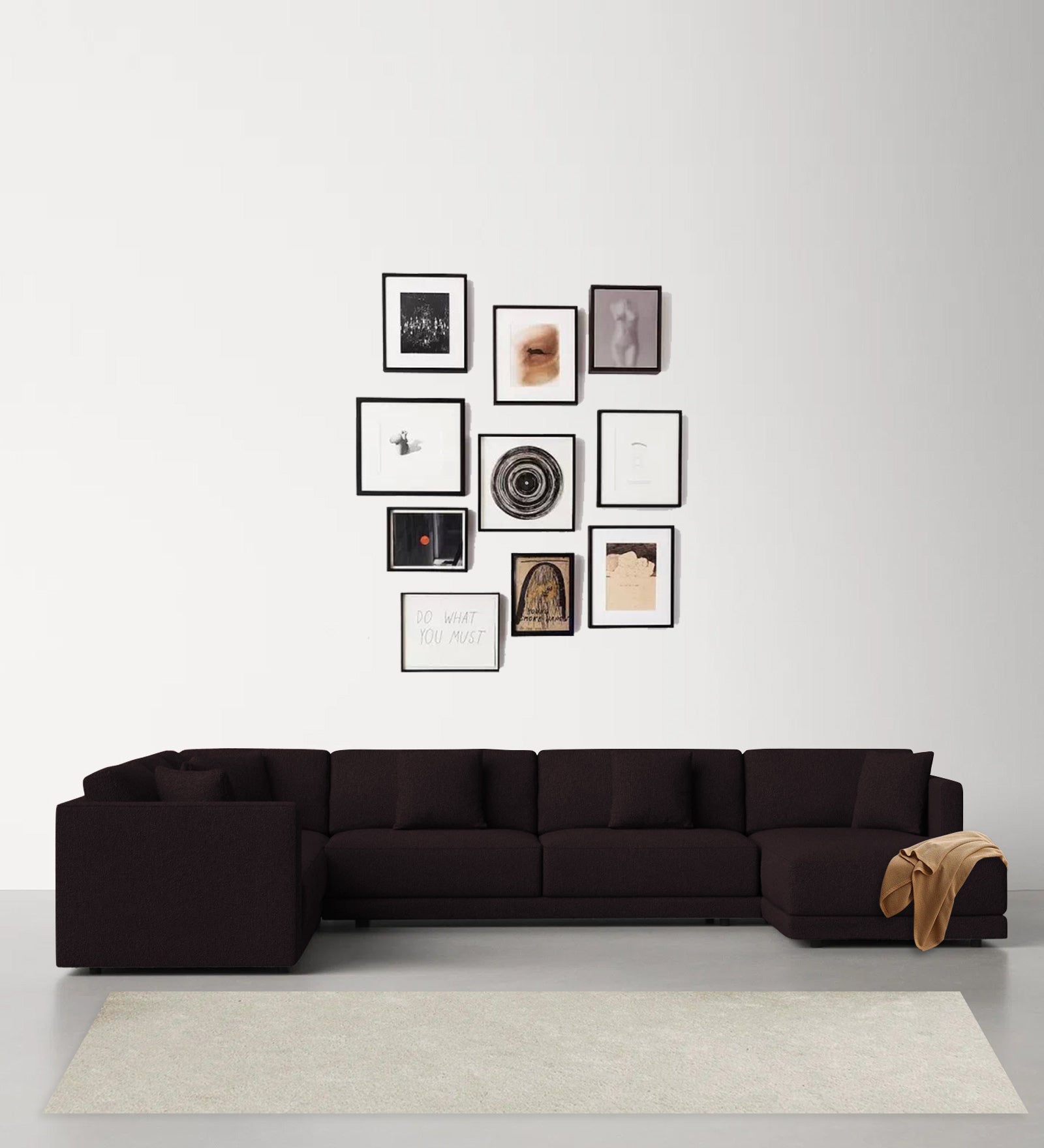 Carlin Fabric LHS 8 Seater Sectional Sofa In Cara Brown Colour - Febonic Living