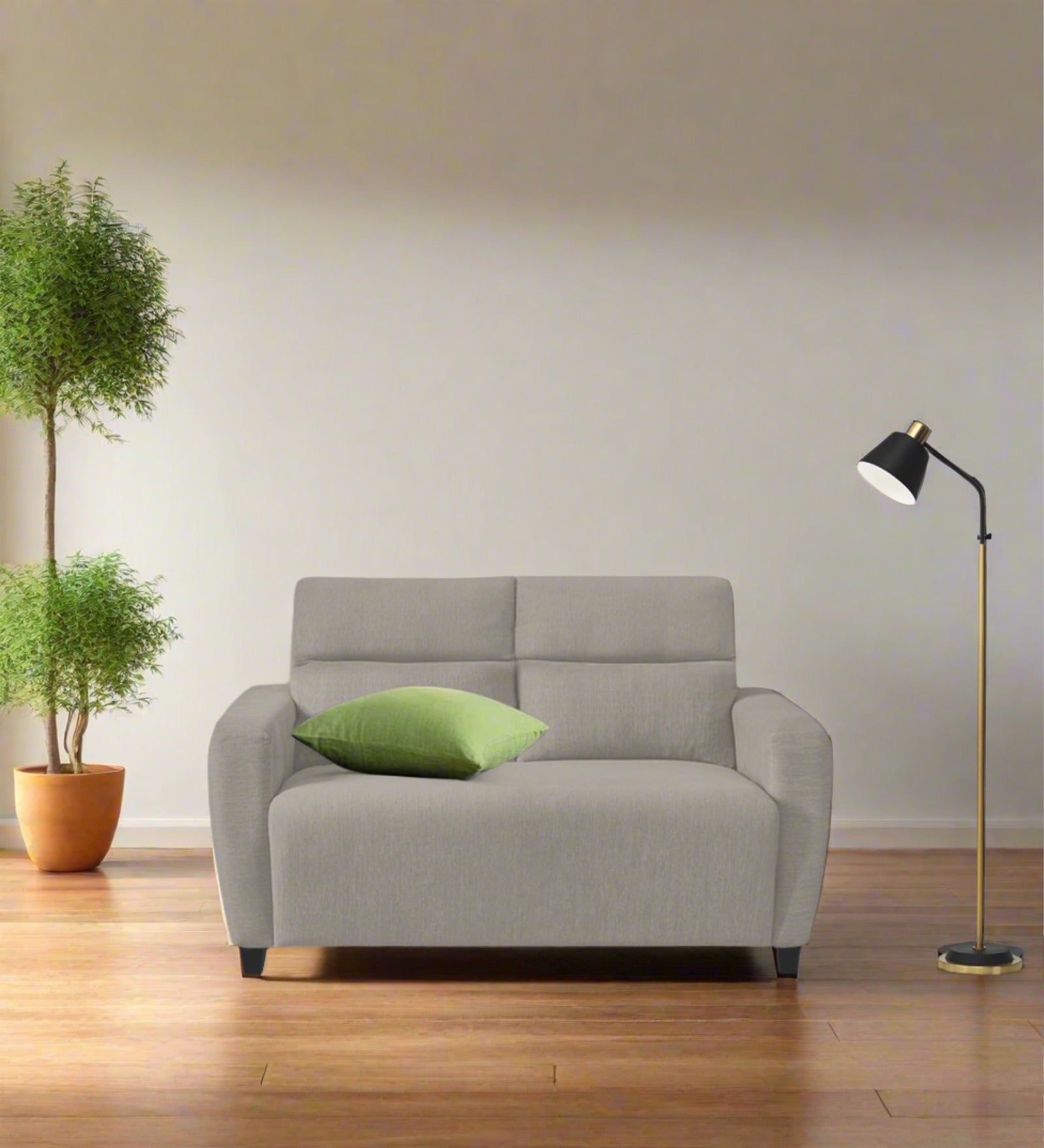 Bakadi Fabric 2 Seater Sofa In Ash Grey Colour - Febonic Living