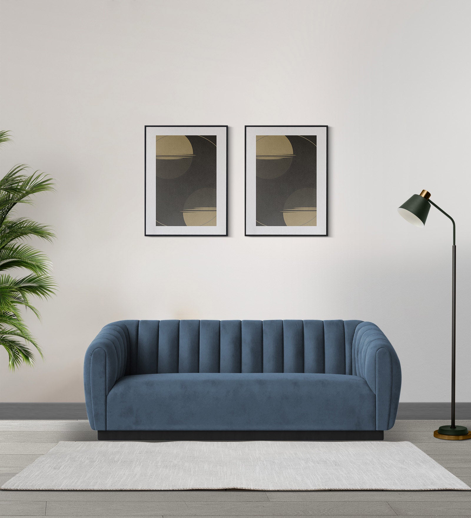 Ferry Velvet 3 Seater Sofa in Oxford Blue Colour