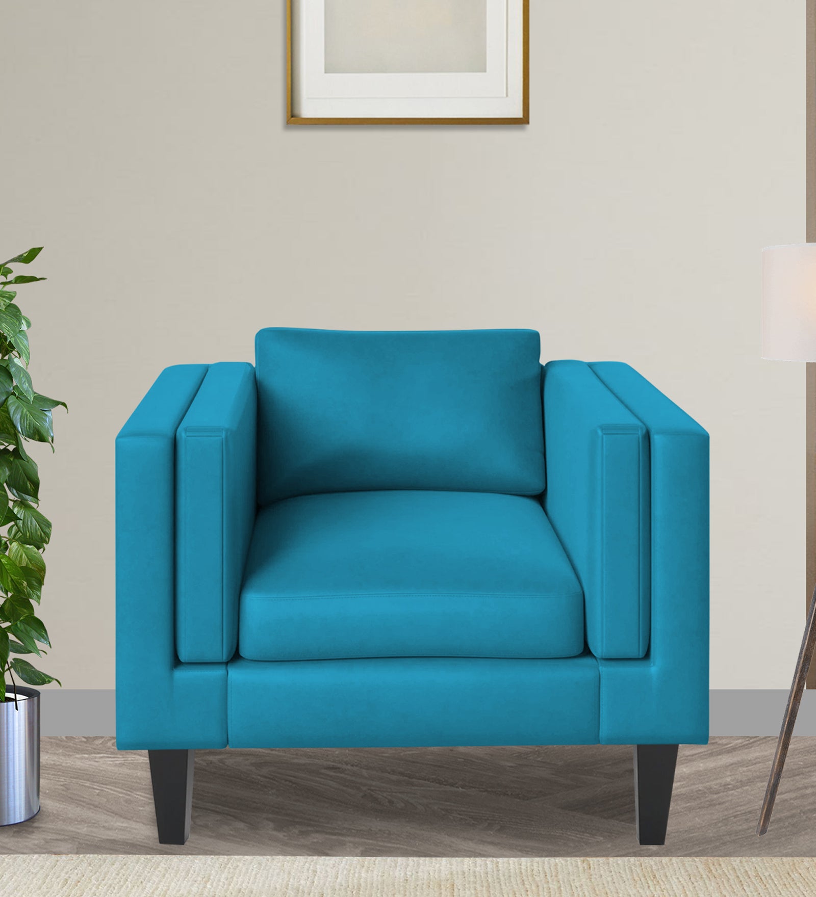 Jasper Velvet 1 Seater Sofa In Aqua blue Colour - Febonic Living