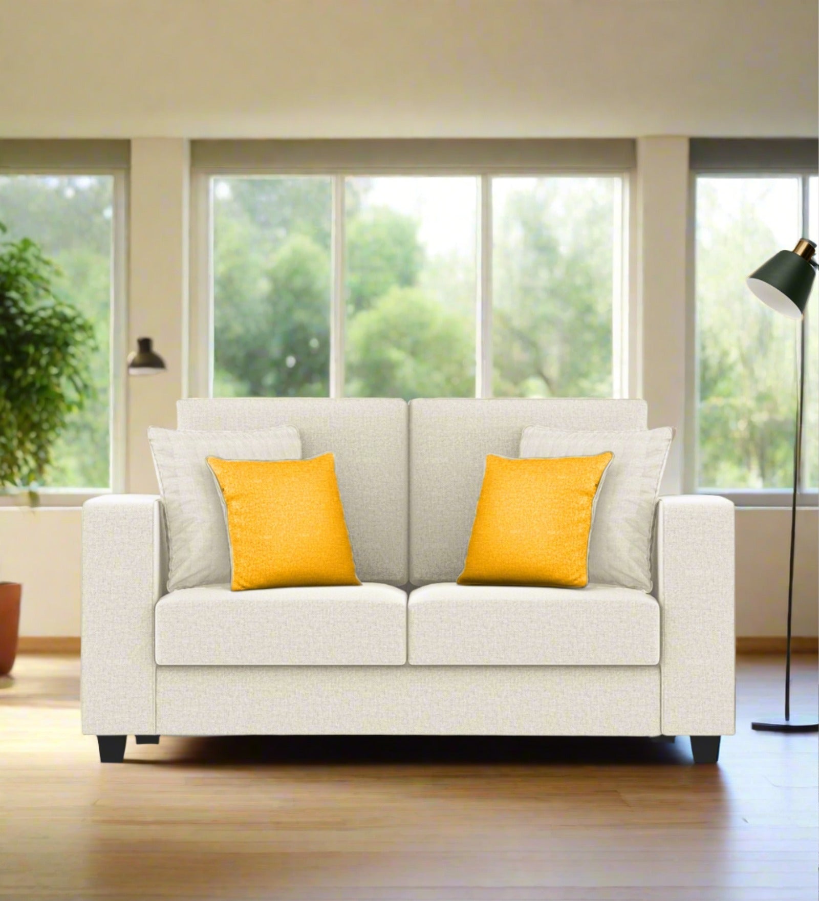 Nabi Fabric 2 Seater Sofa In Ivory cream Colour - Febonic Living